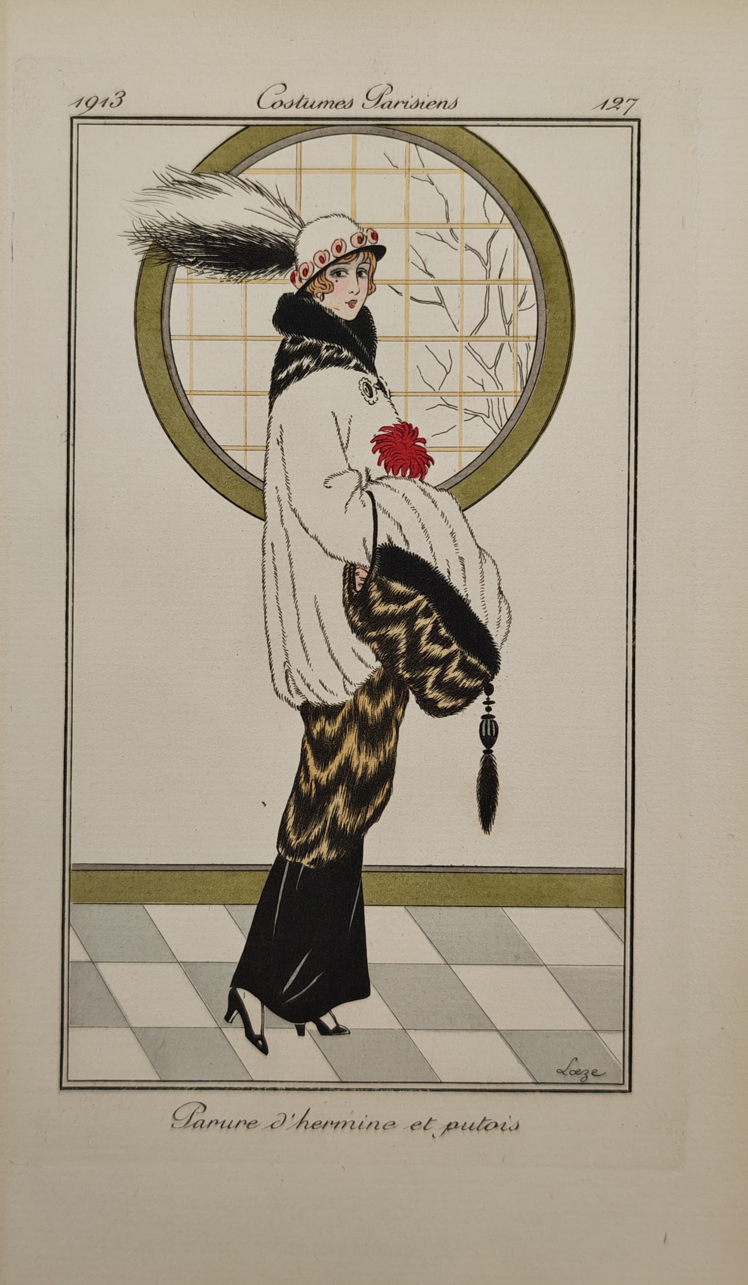 Loeze – Adornment of Hermine and Polecat – Pochoir Print (1913) (1 of 2)