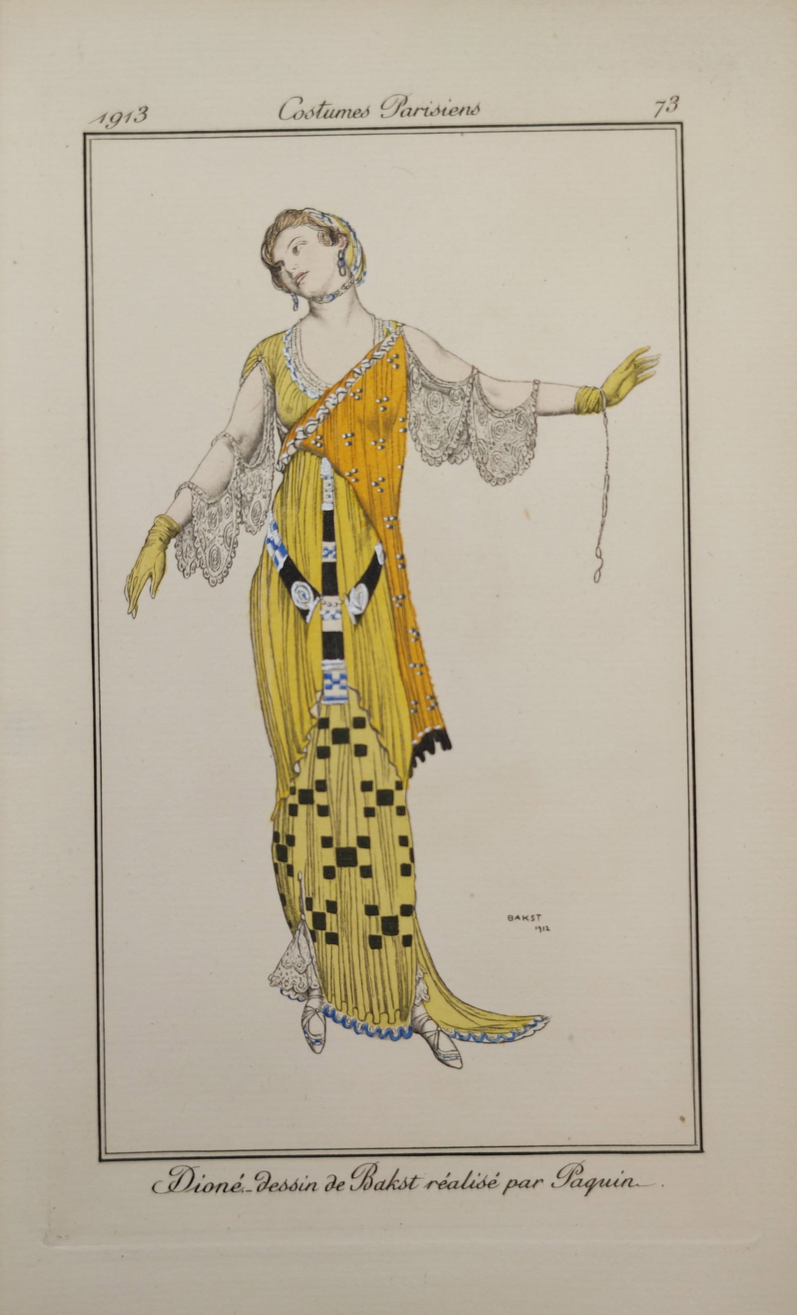Leon Bakst – Dione Evening Gown – Pochoir Print (1913) (1 of 2)