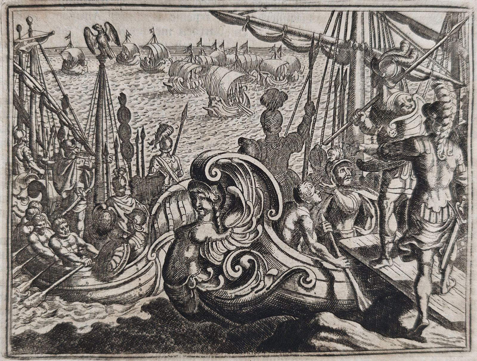 Johann Ludwig Gottfried – The Naval Battle of Gaius Duilius – Engraving (17th Century) (1 of 3)