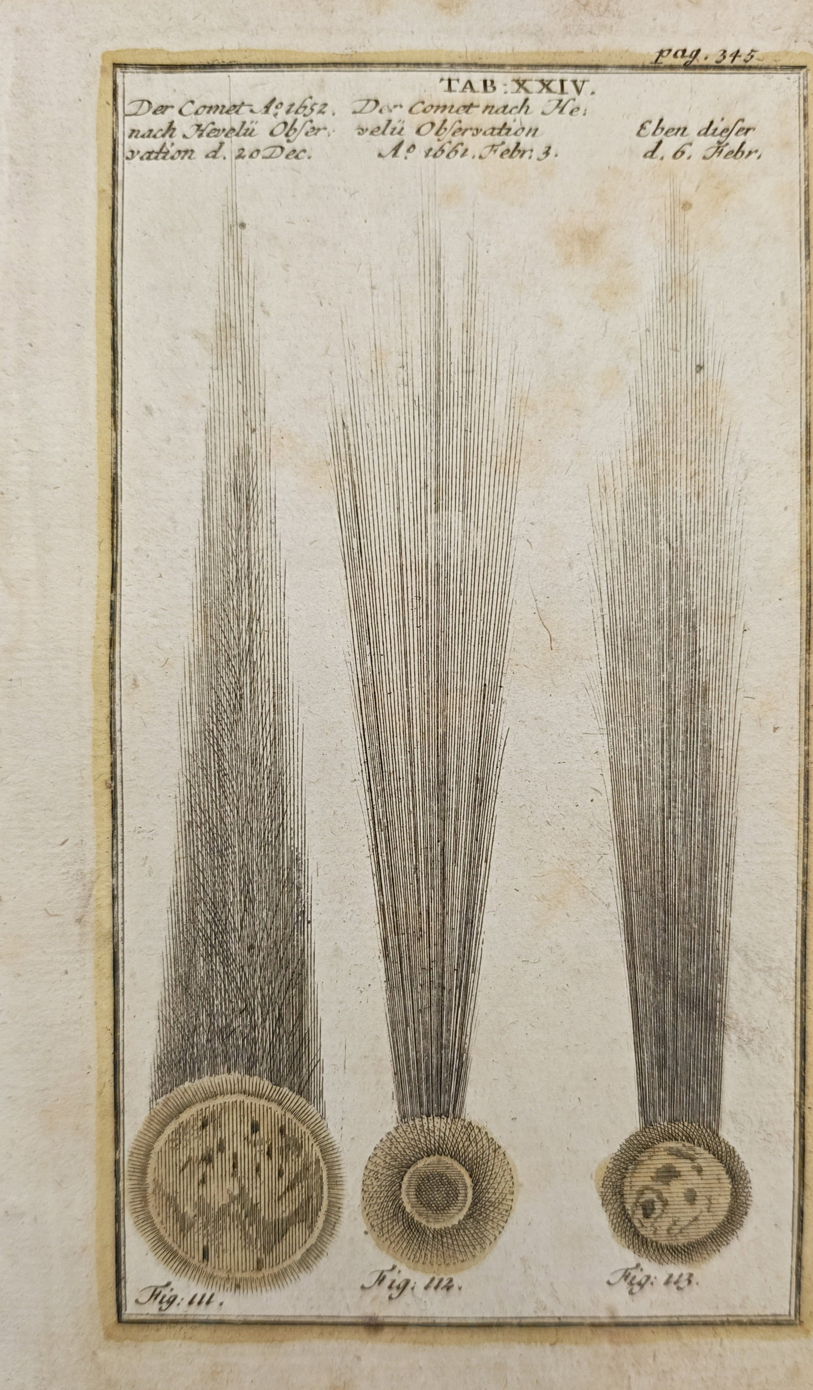 Johann Leonhard Rost – Astronomical Study of the Comets of 1652 and 1661 – Engraving (1 of 2)