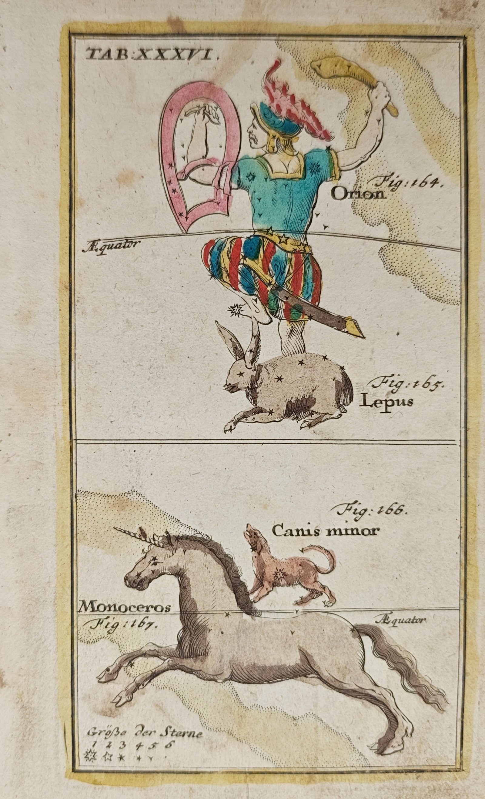 Johann Leonhard Rost – Celestial Constellations of Orion, Lepus, Canis Minor, and Monoceros (1 of 2)