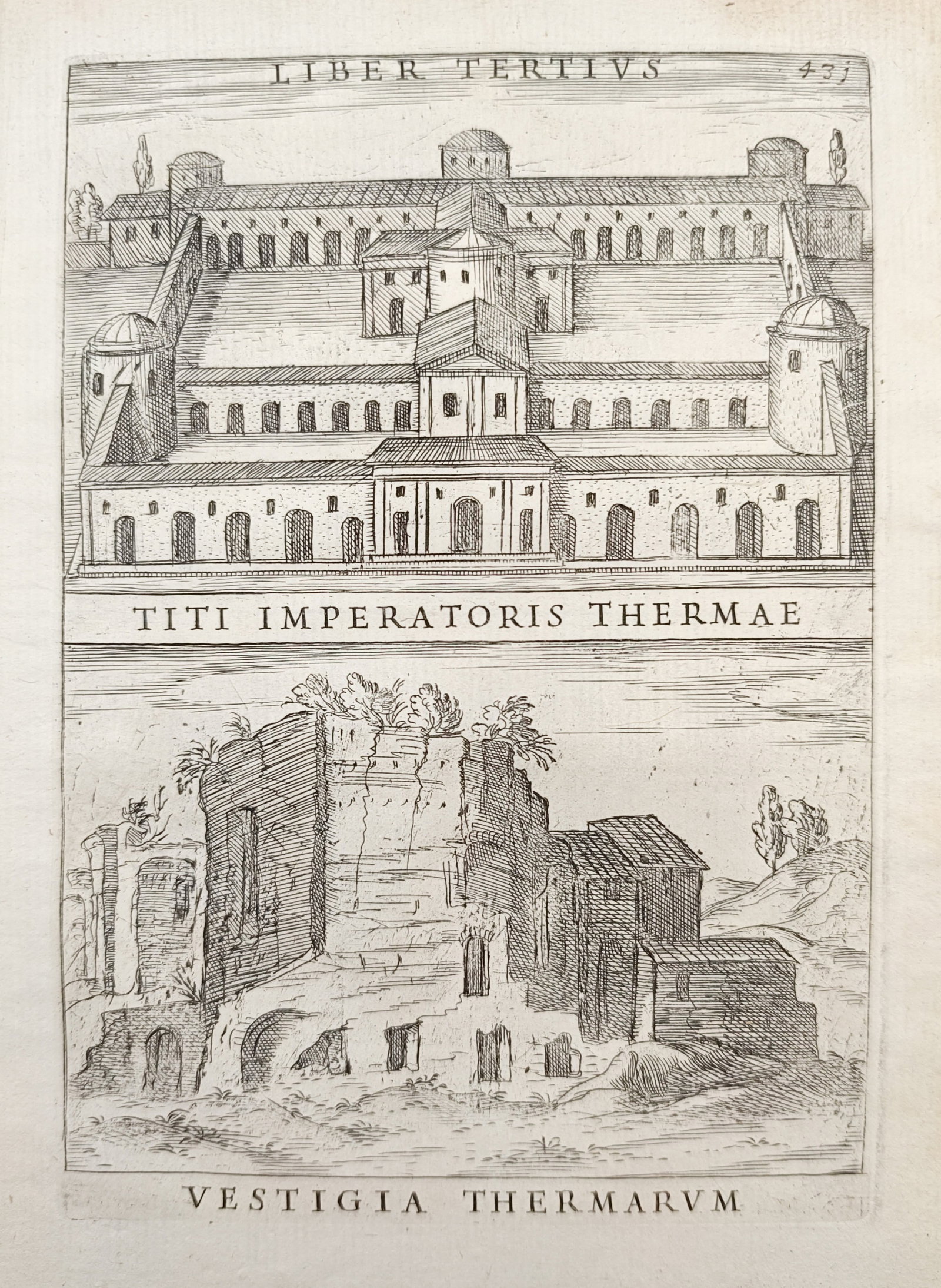 Alessandro Donati – Architectural and Archaeological Study of the Baths of Titus – Engraving (1 of 2)