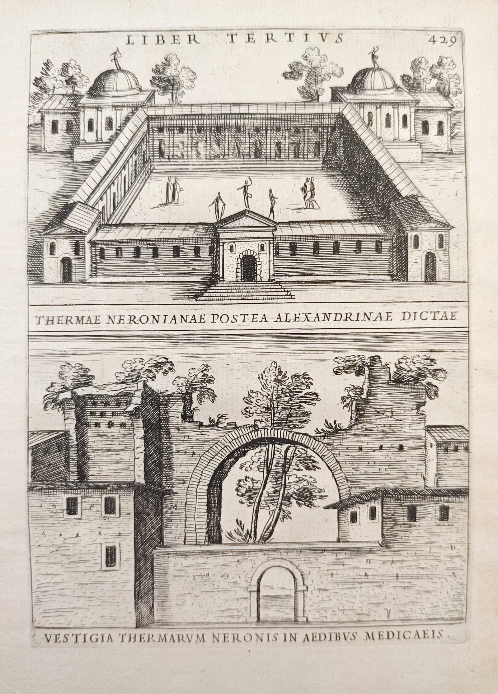 Alessandro Donati – Architectural and Archaeological Study of the Baths of Nero – Engraving (1 of 2)