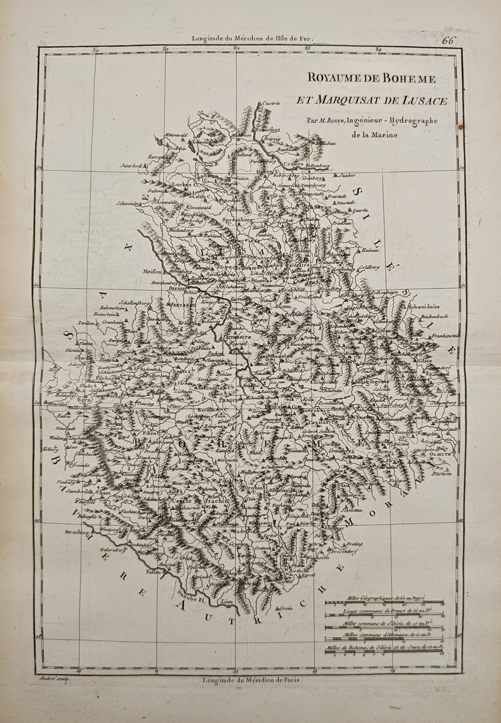 Rigobert Bonne – Map of the Kingdom of Bohemia and the Margraviate of Lusatia – Central Europe (1 of 2)