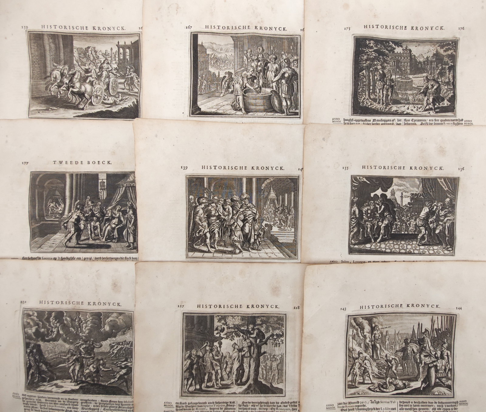 Johann Ludwig Gottfried – Set of 9: Roman Antiquity, Classical Legends – Engravings (17th (1 of 2)