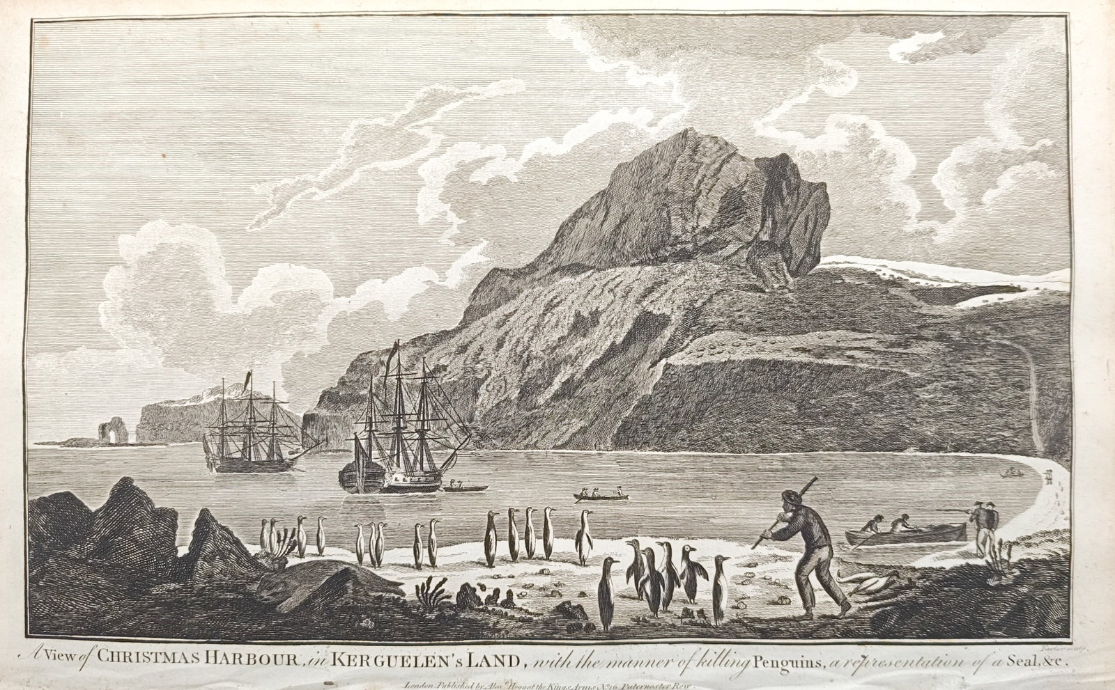 Alexander Hogg – View of Christmas Harbour, in Kerguelen's Land – Engraving (1784–1786) (1 of 2)