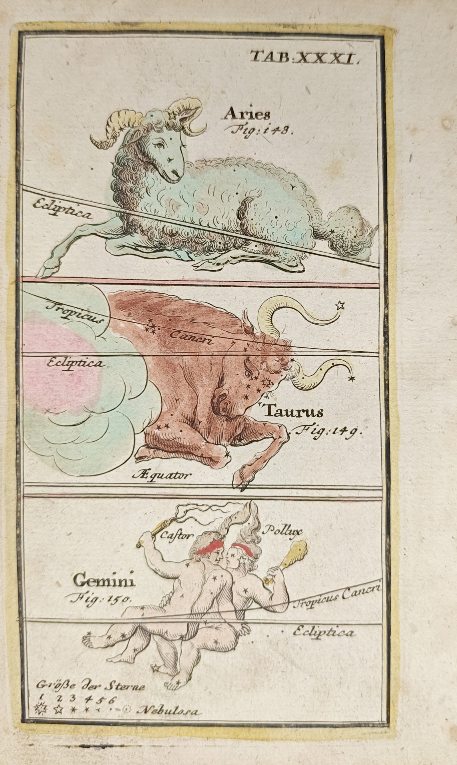 Johann Leonhard Rost – Aries, Taurus, and Gemini Constellations – Engraving (18th Century) (1 of 2)
