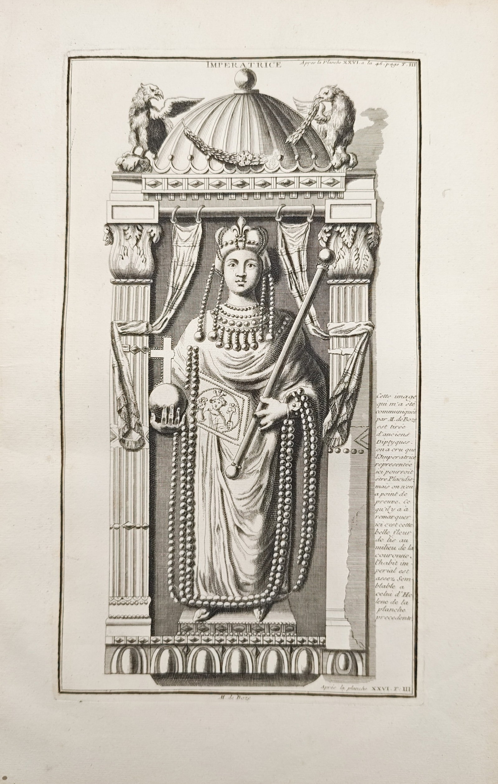 Bernard de Montfaucon – Byzantine Empress in Imperial Regalia – Engraving (18th Century) (1 of 2)