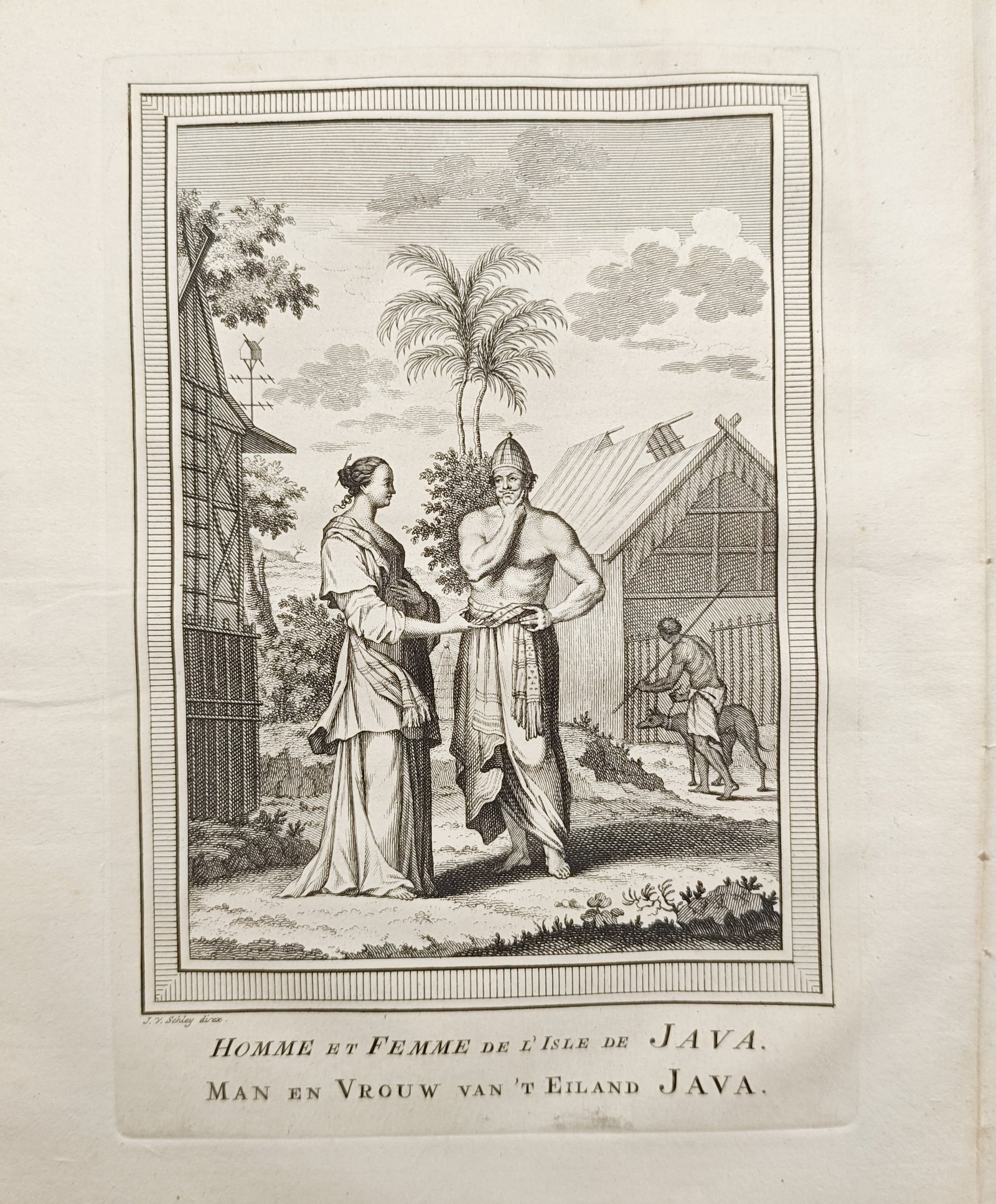 Jacob van der Schley – Man and Woman of the Island of Java – Engraving (18th Century) (1 of 2)