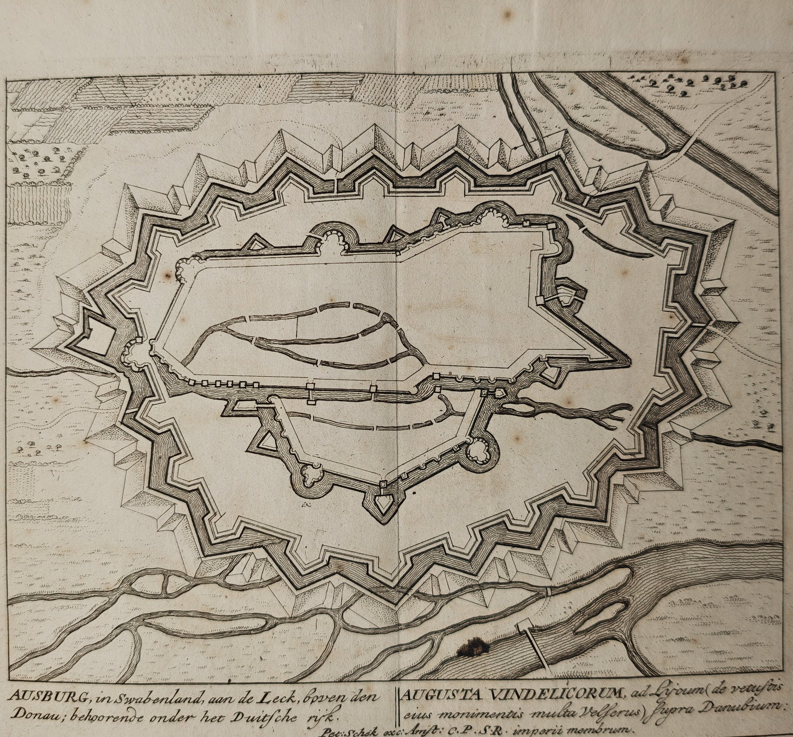 Petrus Schenk – Map of Augsburg – Germany – Engraving (18th Century) (1 of 2)