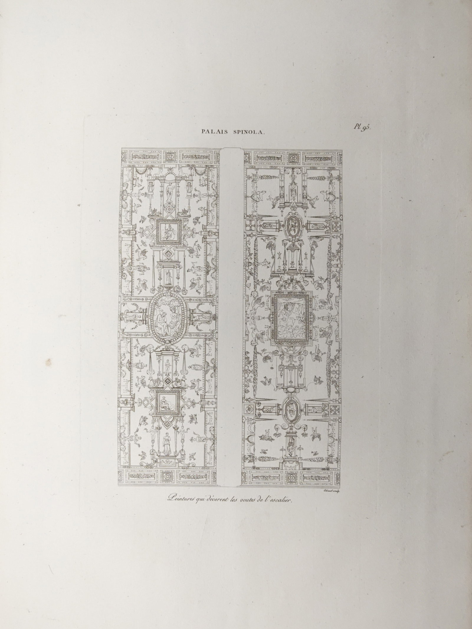 Jean-Baptiste Réville – Spinola Palace: Staircase Vault Paintings – Engraving (19th Century) (1 of 2)