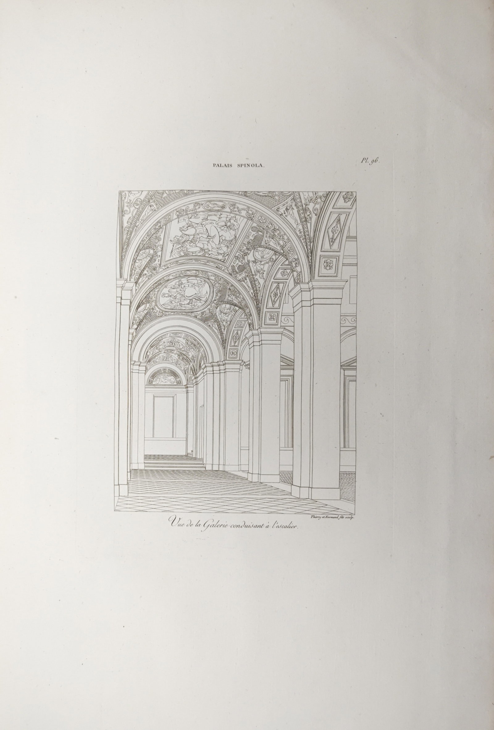 Étienne-Jules Thierry – Spinola Palace: Gallery Leading to the Staircase – Engraving (19th (1 of 2)