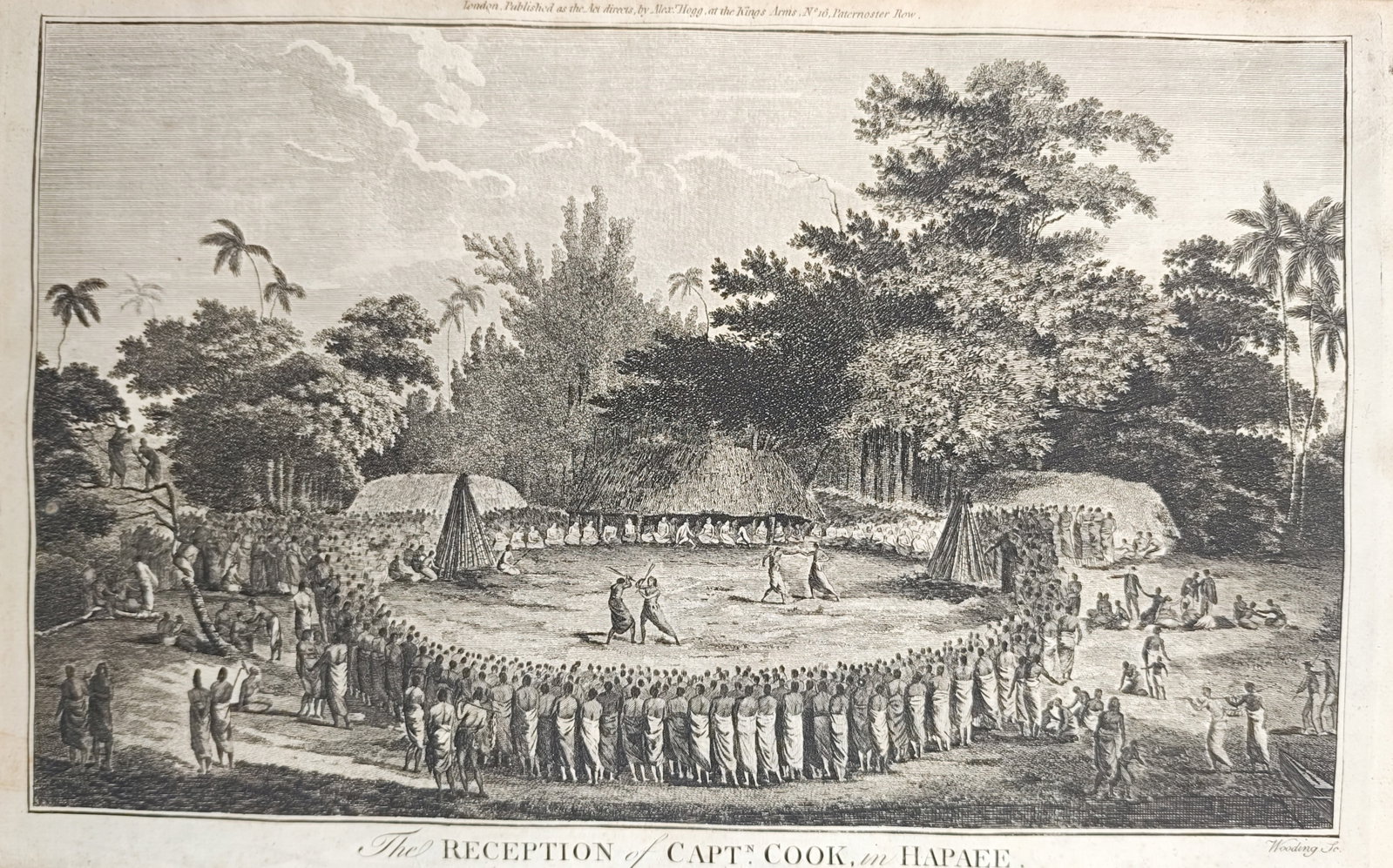 Alexander Hogg – The Reception of Captain Cook in Hapaee – Engraving (1784–1786) (1 of 2)