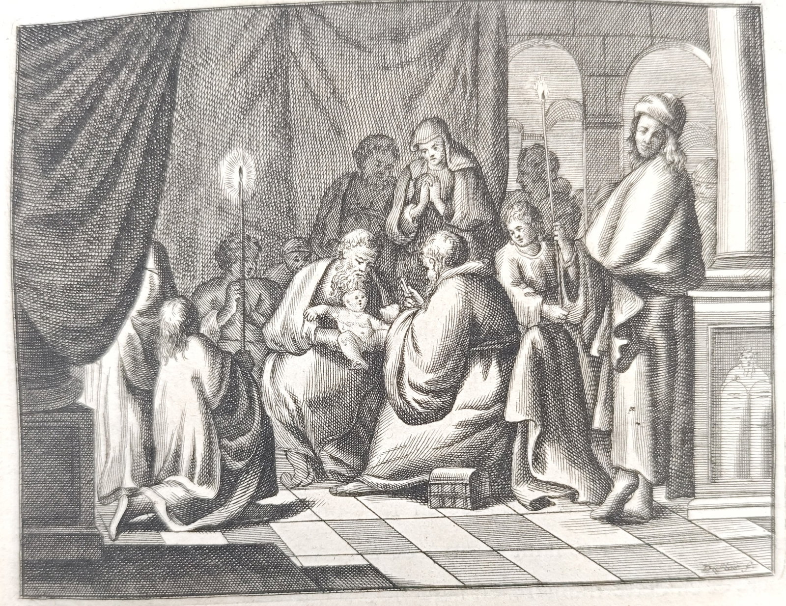 Nicolas Fontaine – Circumcision of Jesus Christ – Engraving (1670): "Circumcision of Jesus Christ" presents a seventeenth-century biblical illustration accompanied by French devotional commentary recounting the narrative from the Gospel of Luke. Published in Paris in 
