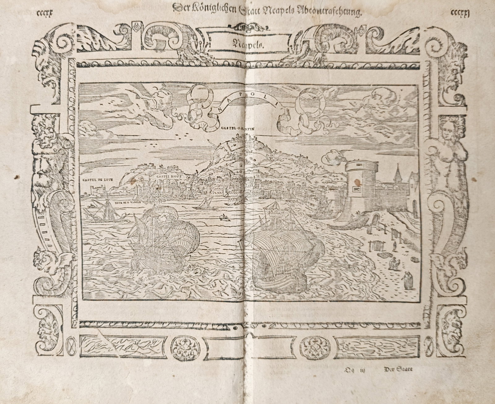 Sebastian Münster – View of Naples – Woodcut (1550) (1 of 2)
