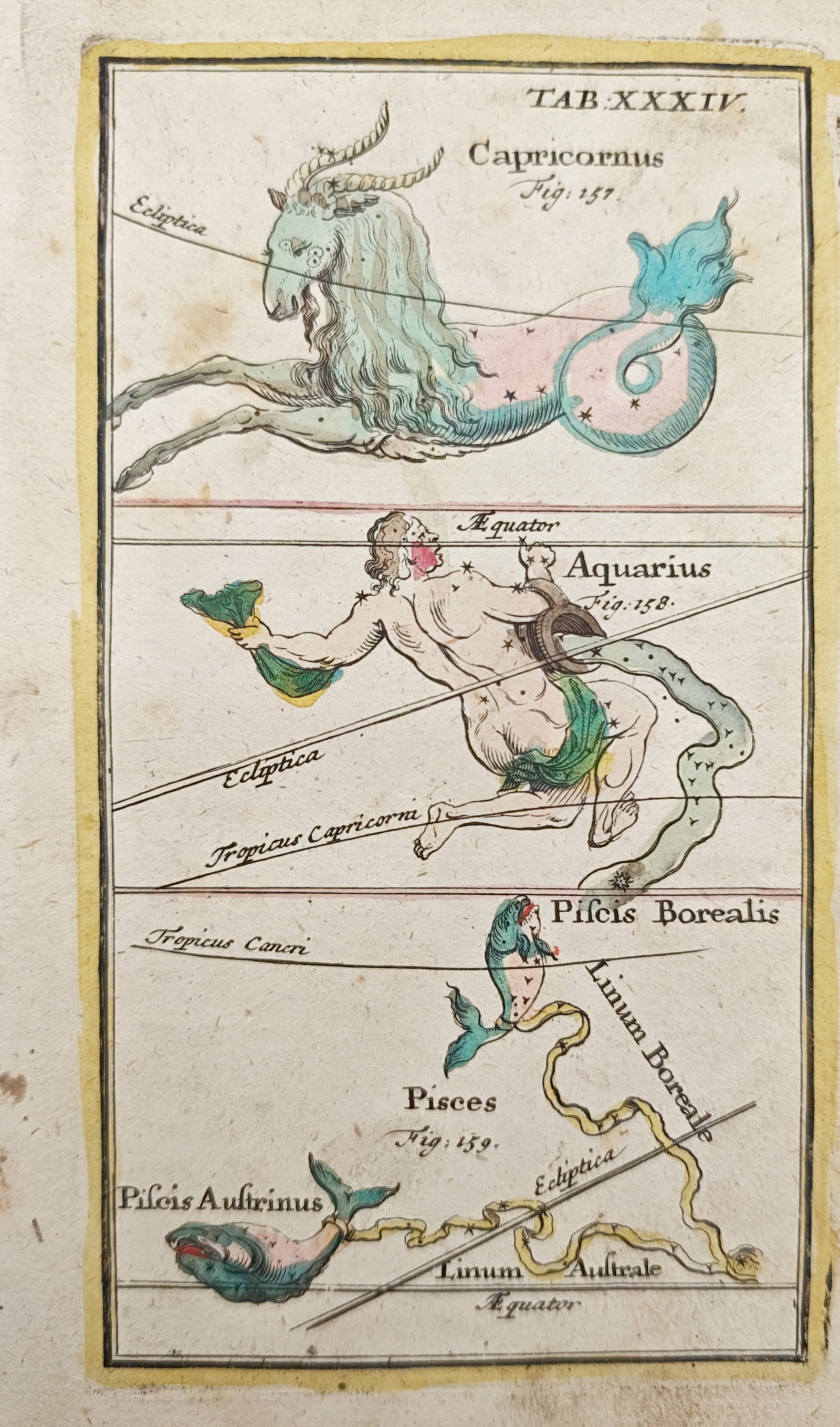 Johann Leonhard Rost – Capricorn, Aquarius, and Pisces – Engraving (18th Century) (1 of 2)