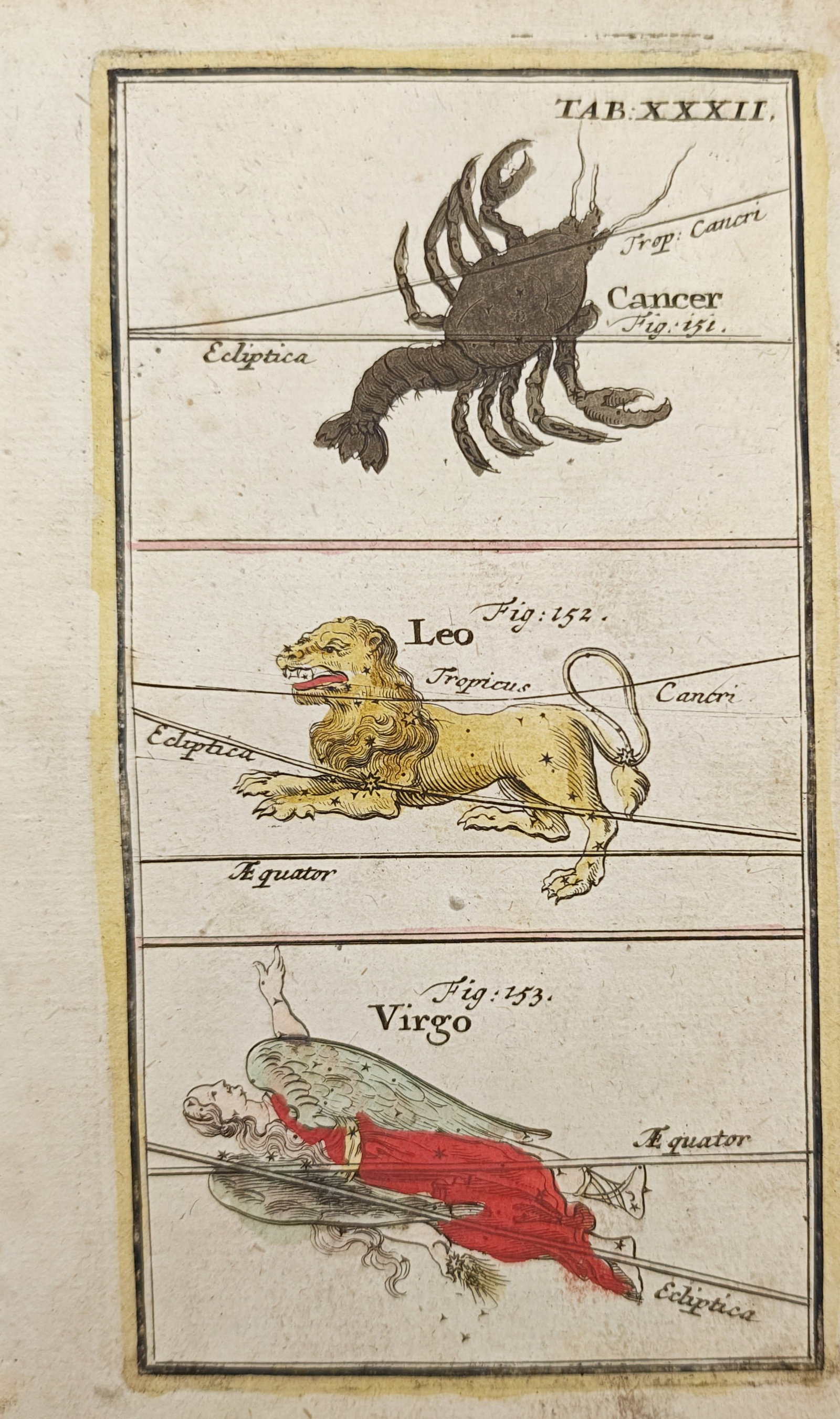 Johann Leonhard Rost – Cancer, Leo, and Virgo – Engraving (18th Century) (1 of 2)