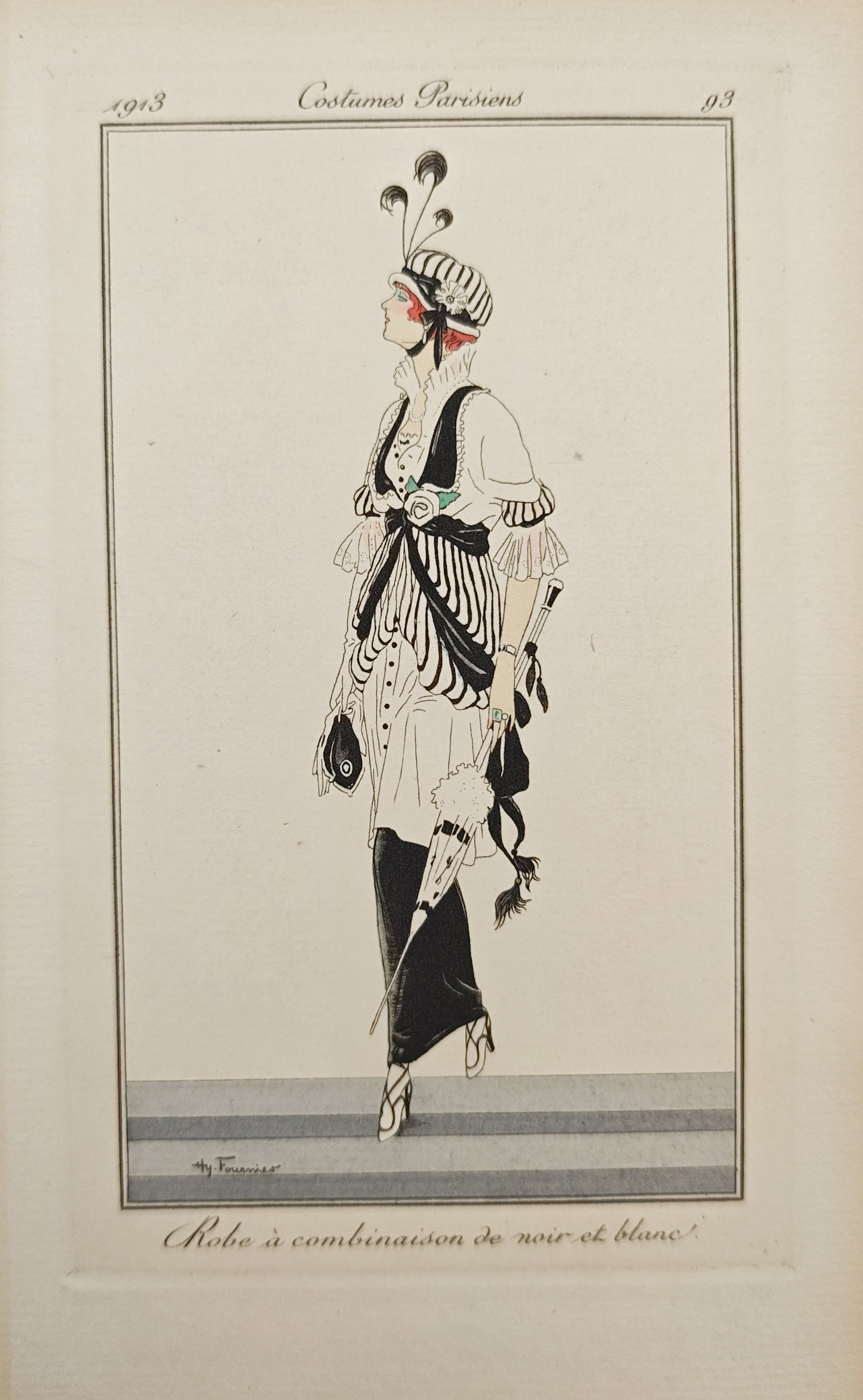 Henry Fournier – Dress in a Combination of Black and White – Pochoir (1913) (1 of 2)