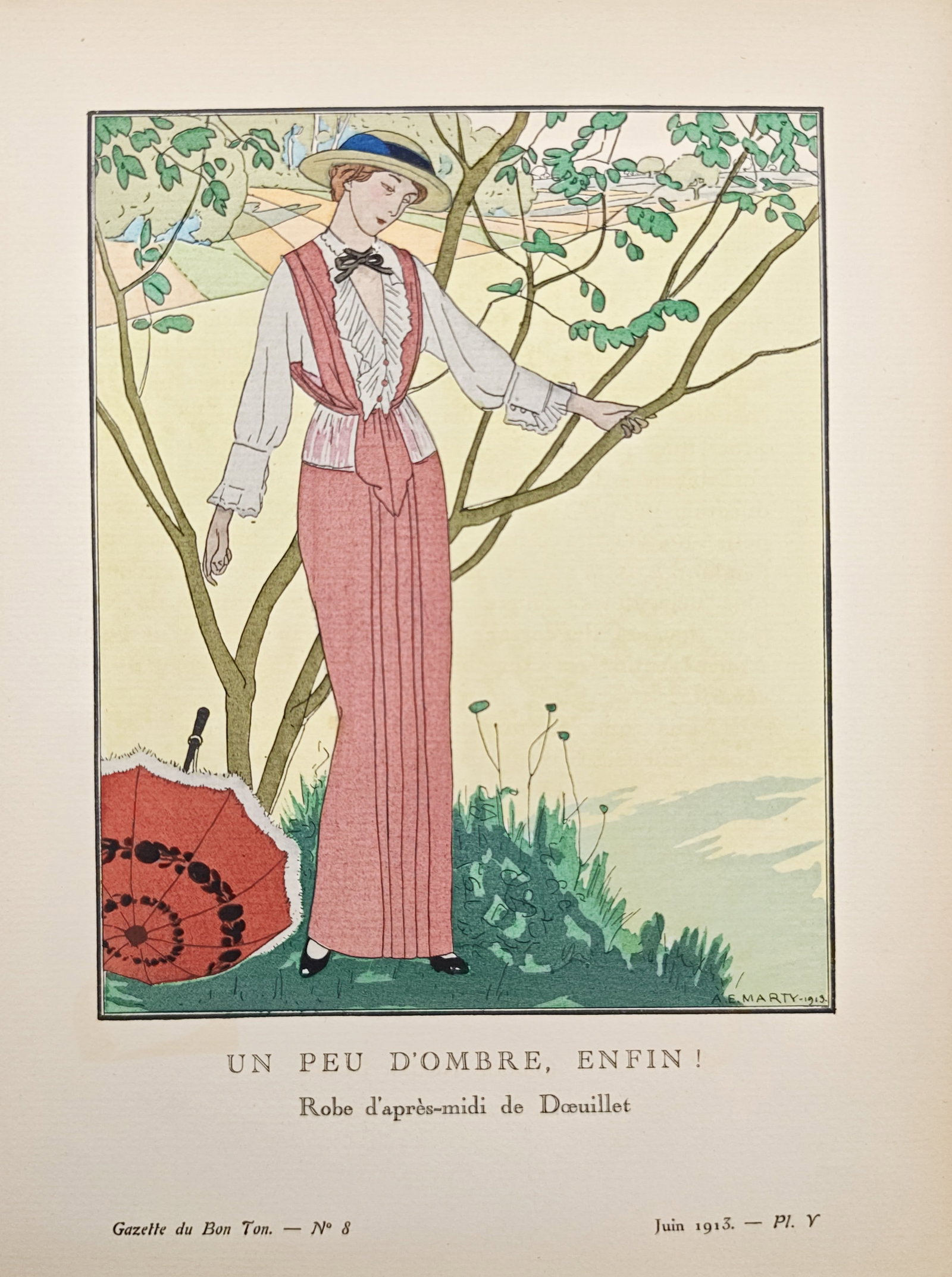 André Édouard Marty – Afternoon Dress by Doeuillet – Pochoir (1913) (1 of 2)
