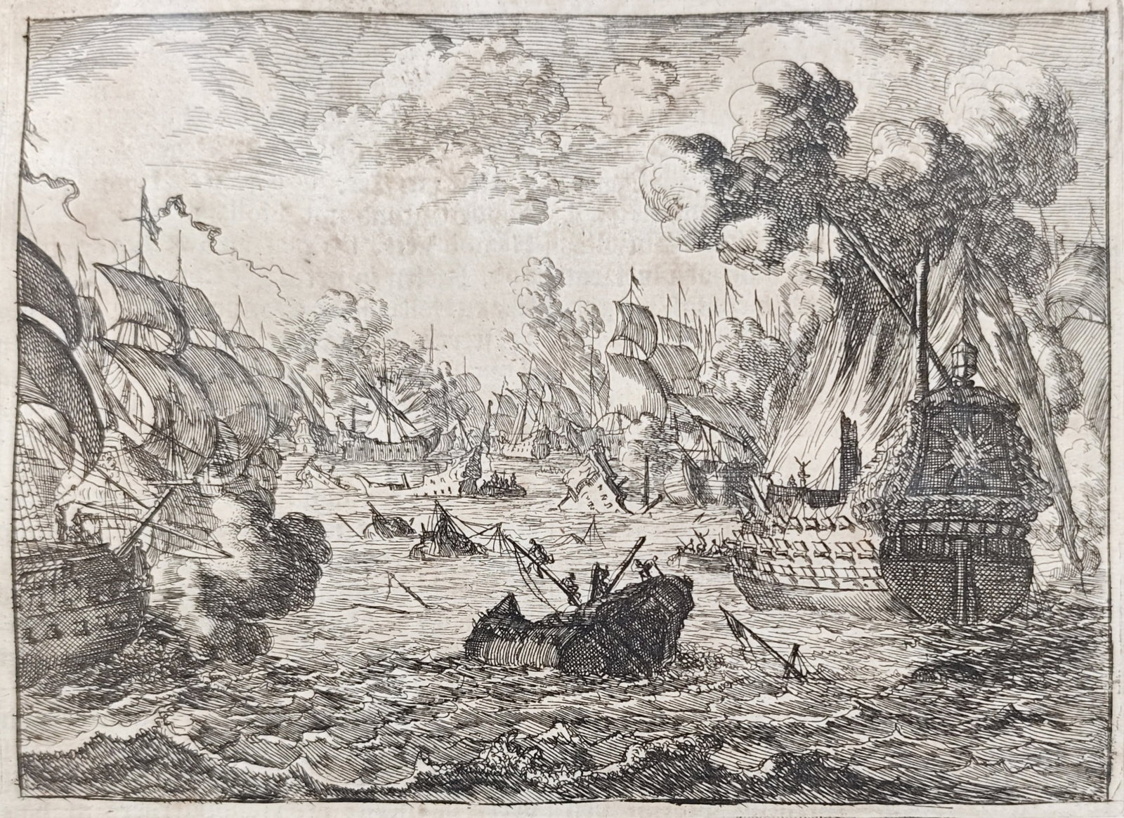 Johann Ludwig Gottfried – Naval Battle Scene – Engraving (17th Century) (1 of 3)