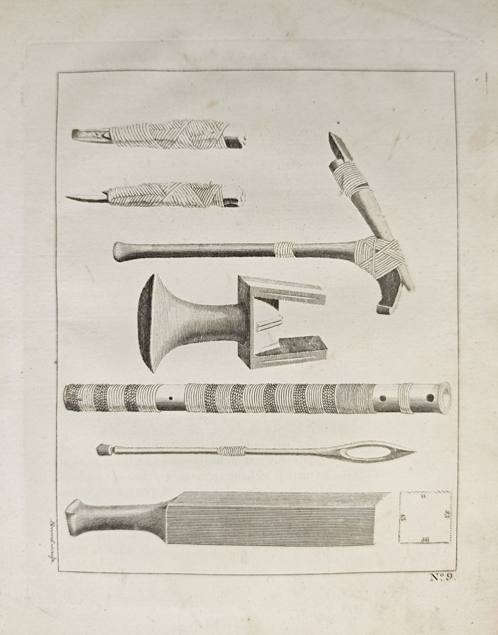 John Record – Polynesian Tools, Tattooing Implements, and Utensils – Engraving (18th Century) (1 of 2)