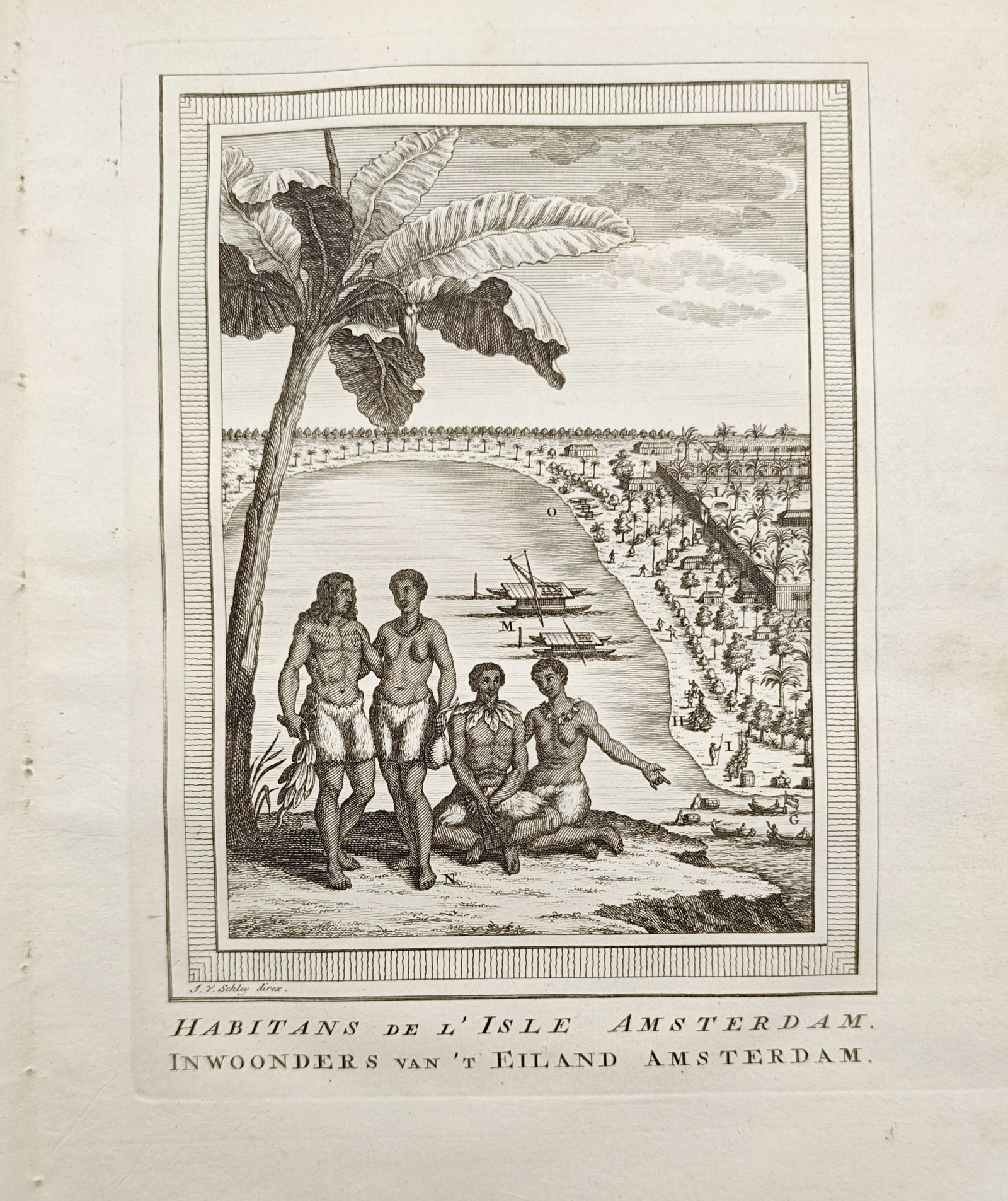 Jacob van der Schley – Inhabitants of Amsterdam Island (Tongatapu) – Engraving (18th Century) (1 of 2)
