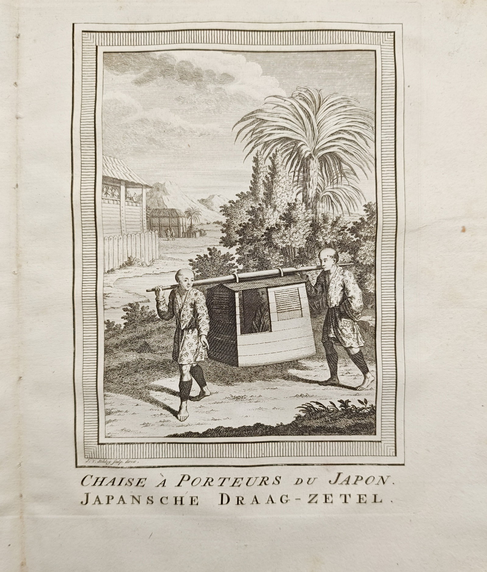 Jacob van der Schley – Japanese Sedan Chair – Engraving (18th Century) (1 of 2)