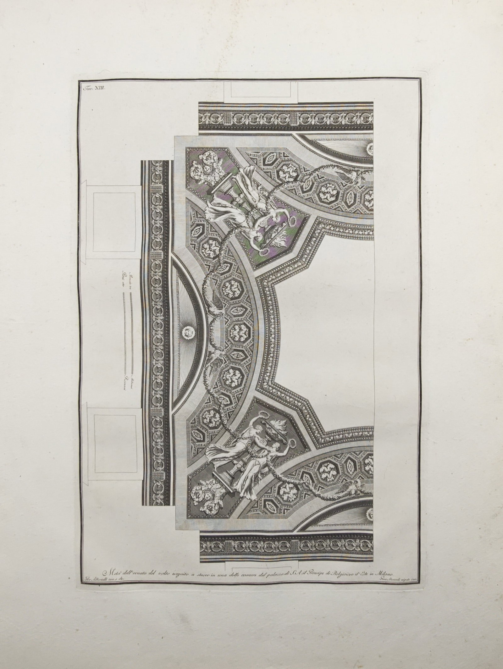 Giocondo Albertolli – Architectural Design of an Ornate Neoclassical Vaulted Ceiling – Engraving (1 of 2)