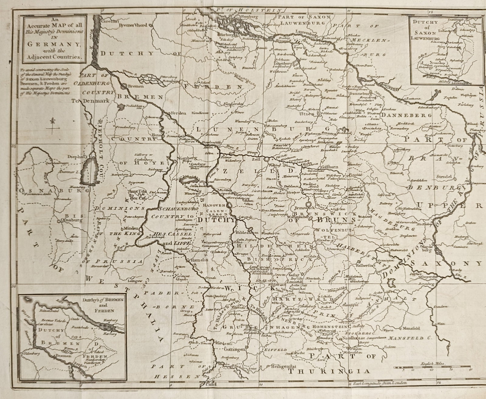 Thomas Kitchin – Map of His Majesty's Dominions in Germany – Engraving (18th Century) (1 of 2)