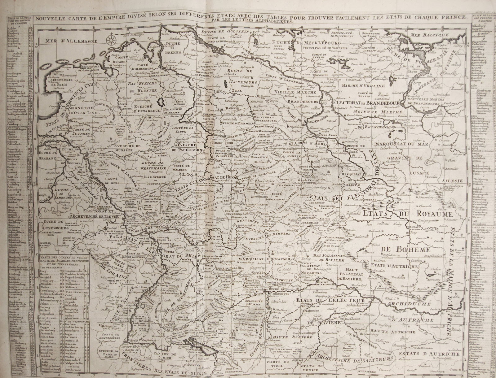 Henri Châtelain – Map of the Holy Roman Empire and Its Sovereign States – Engraving (1 of 2)