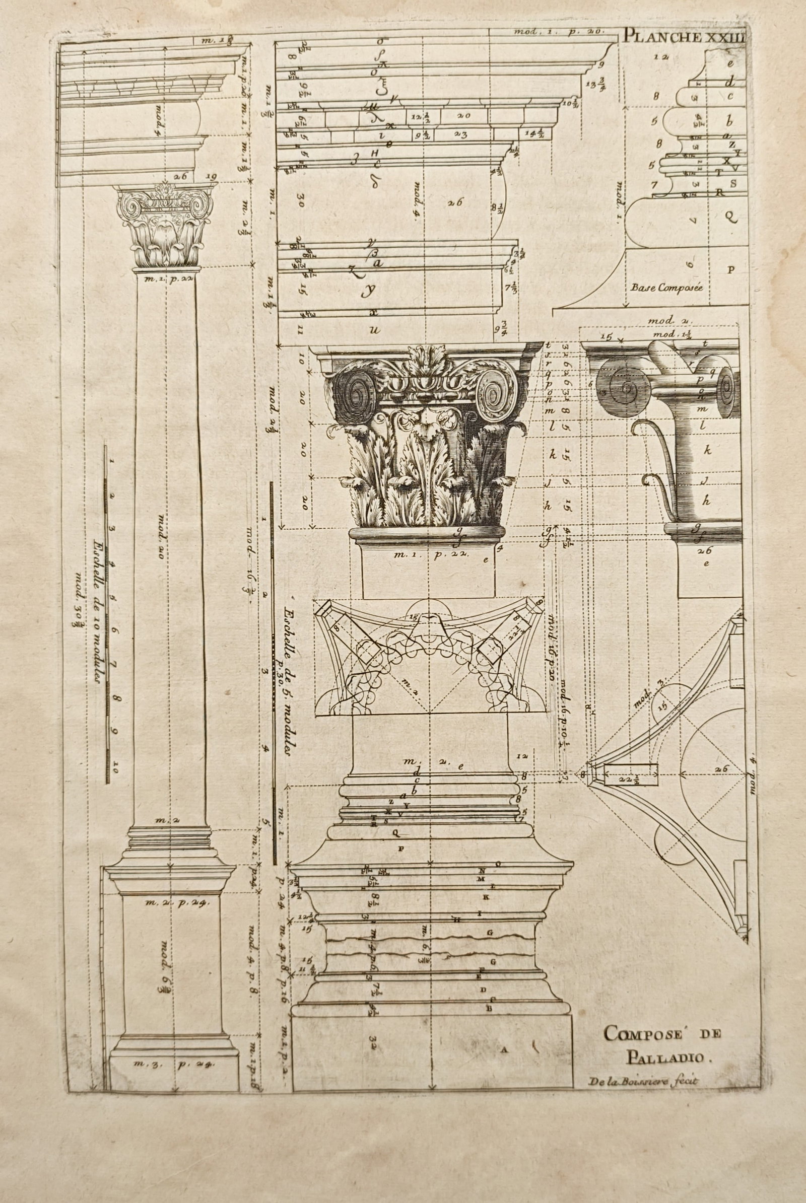 François Blondel – Architectural Study of the Composite Order after Palladio – Engraving (1 of 2)
