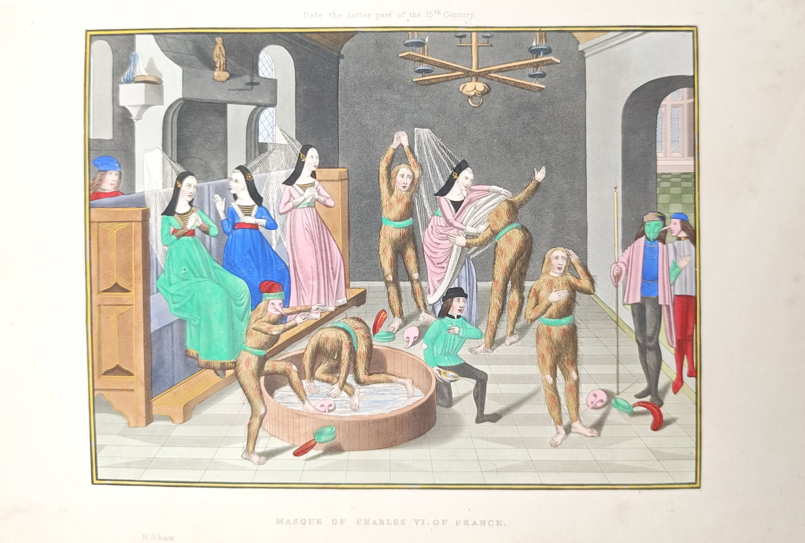 Henry Shaw – Masque of Charles VI of France – Engraving (19th Century) (1 of 2)
