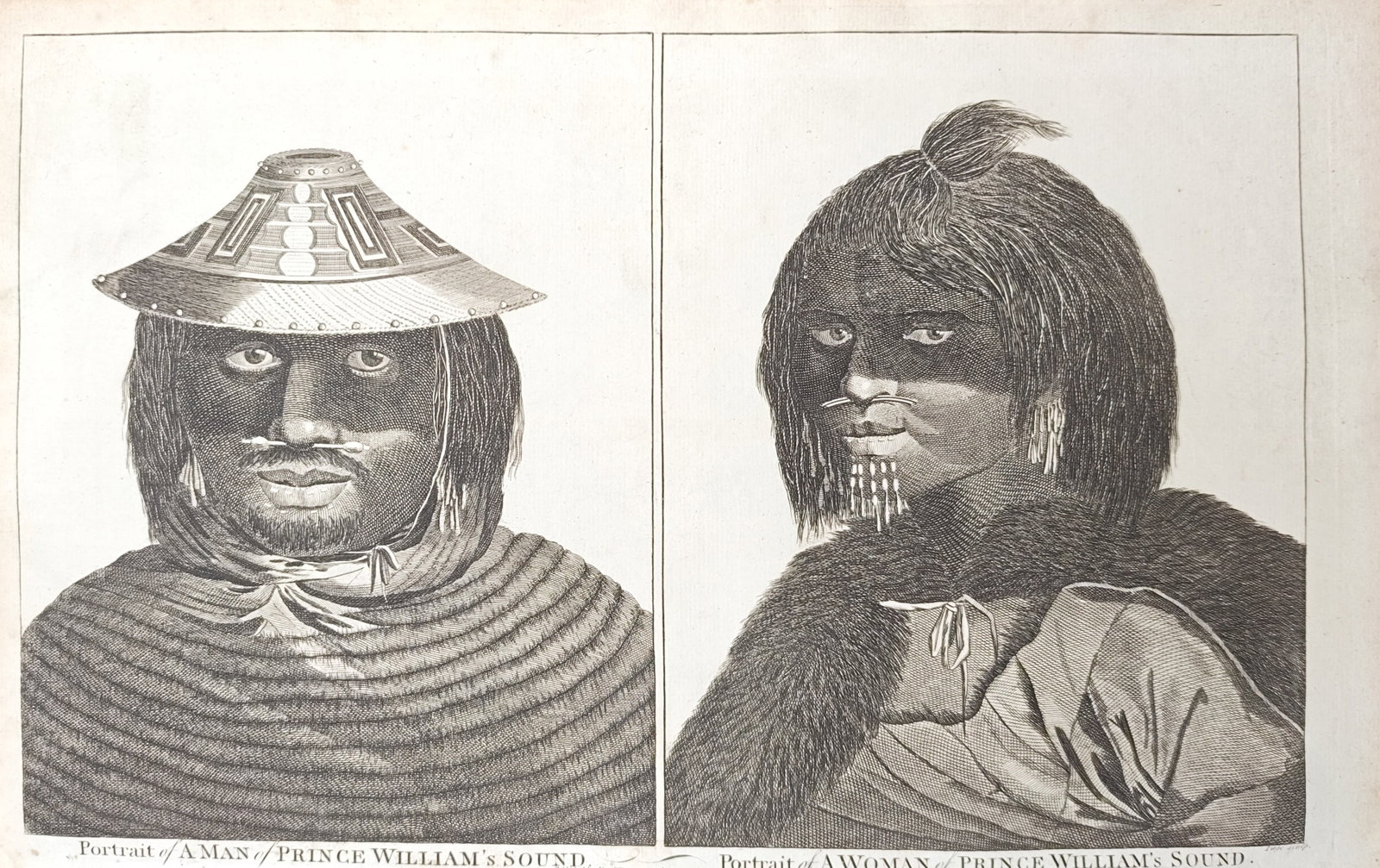 Alexander Hogg – Prince William Sound Inhabitants Portraits – Engraving (18th Century) (1 of 2)