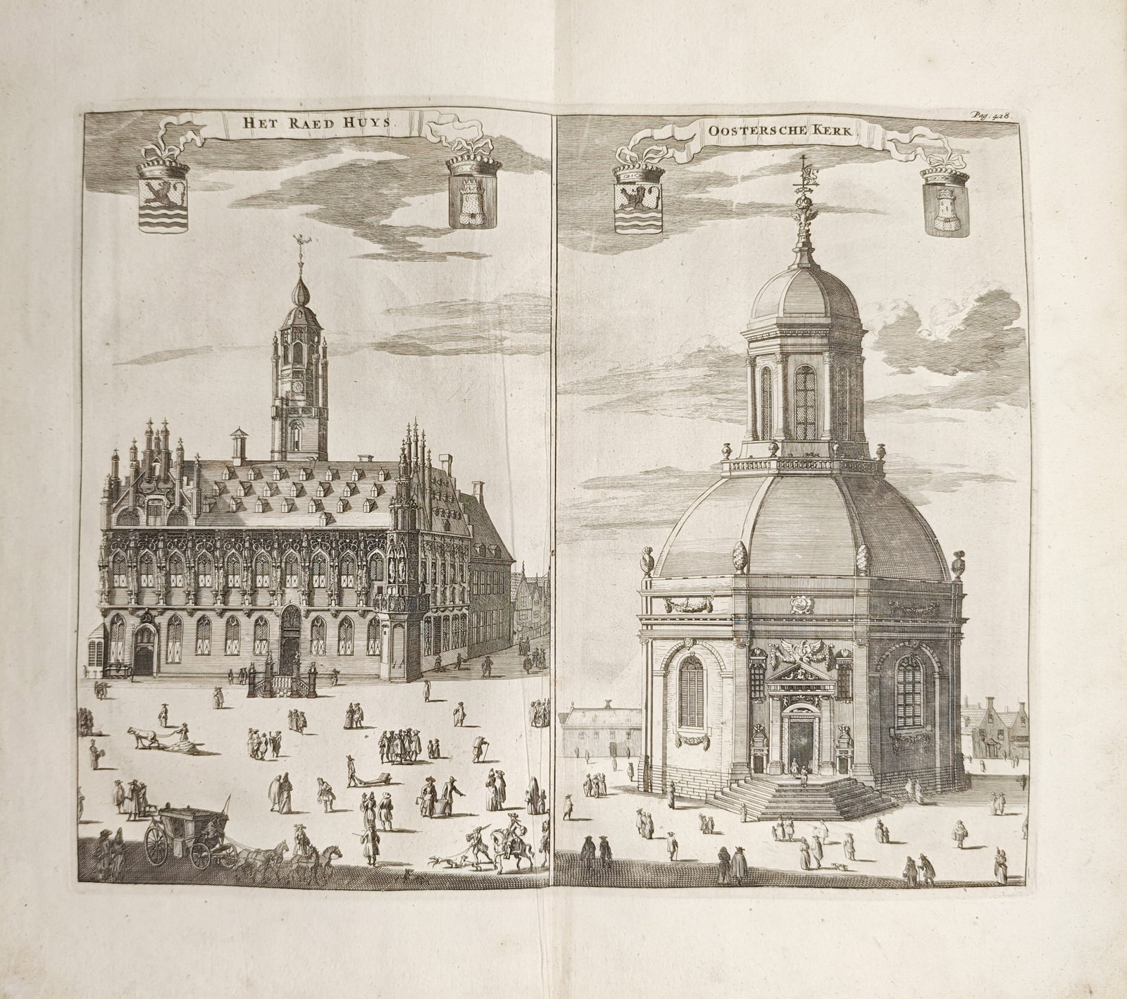 Mattheus Smallegange – Middelburg Town Hall and East Church Architectural Views – Engraving (1 of 2)