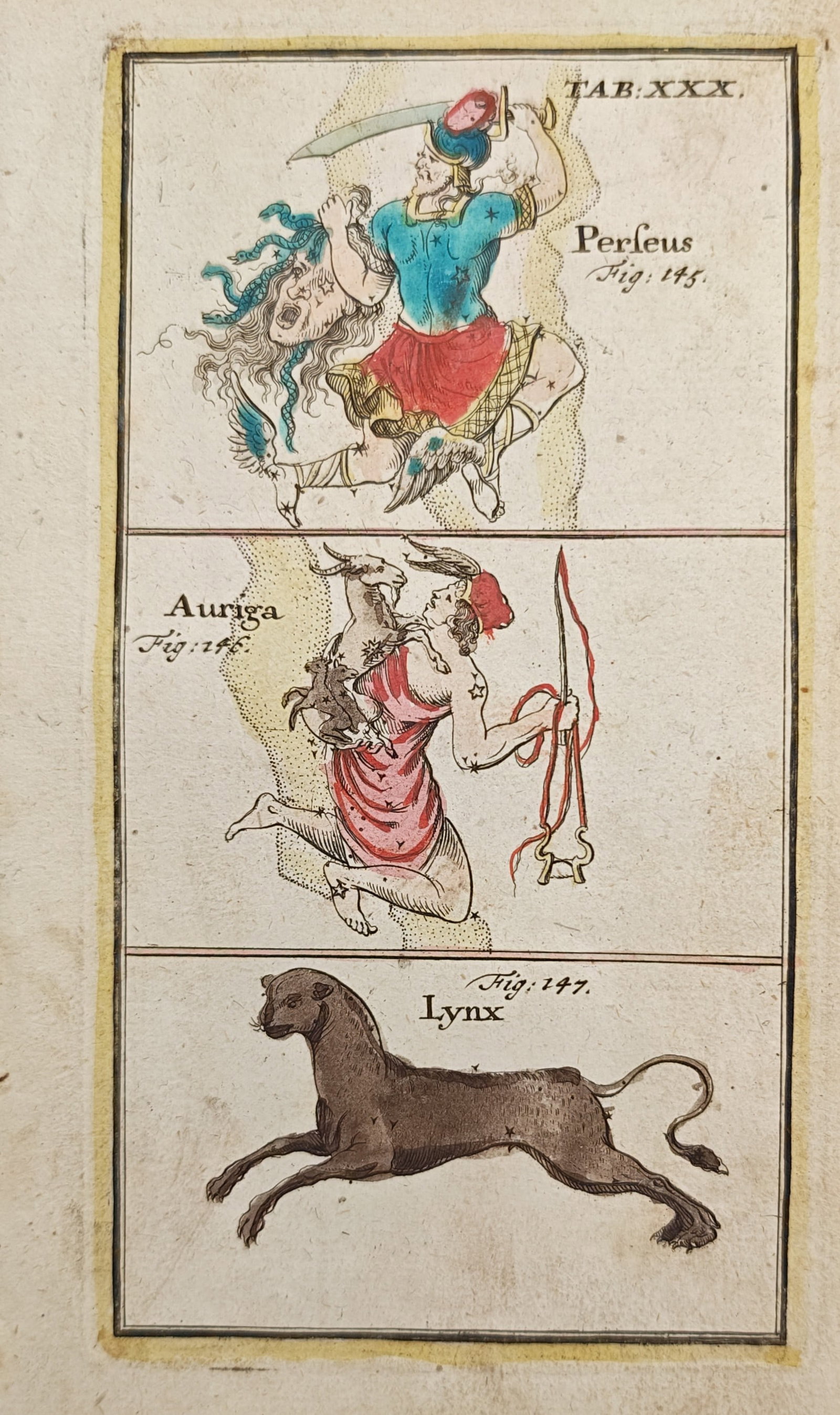 Johann Leonhard Rost – Perseus, Auriga, and Lynx Constellations – Engraving (18th Century) (1 of 2)