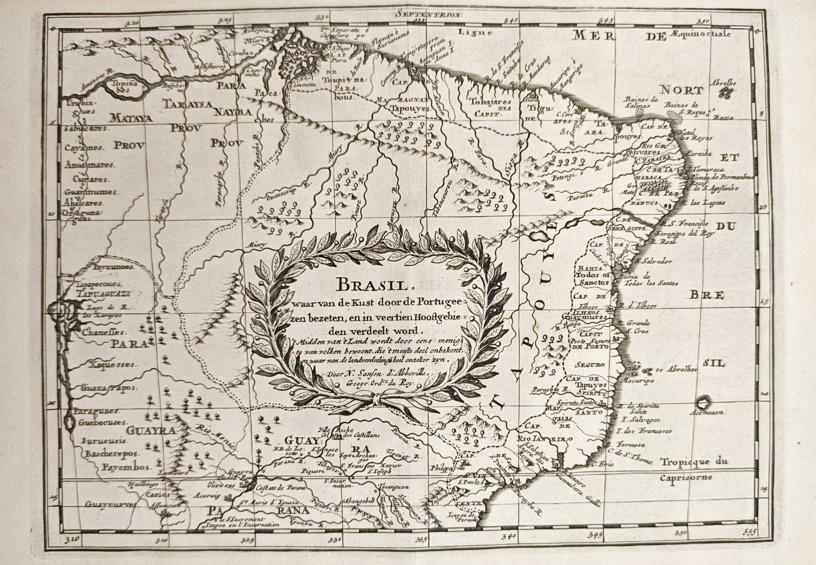 Nicolas Sanson – Map of Brazil – South America – Engraving (17th Century) (1 of 2)