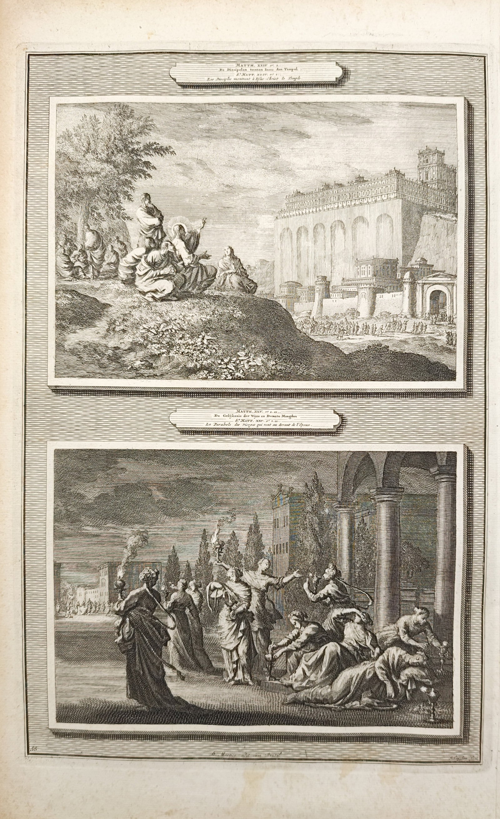 Pieter Mortier – Christ Weeping Over Jerusalem and the Parable of the Ten Virgins – Engraving (1 of 2)