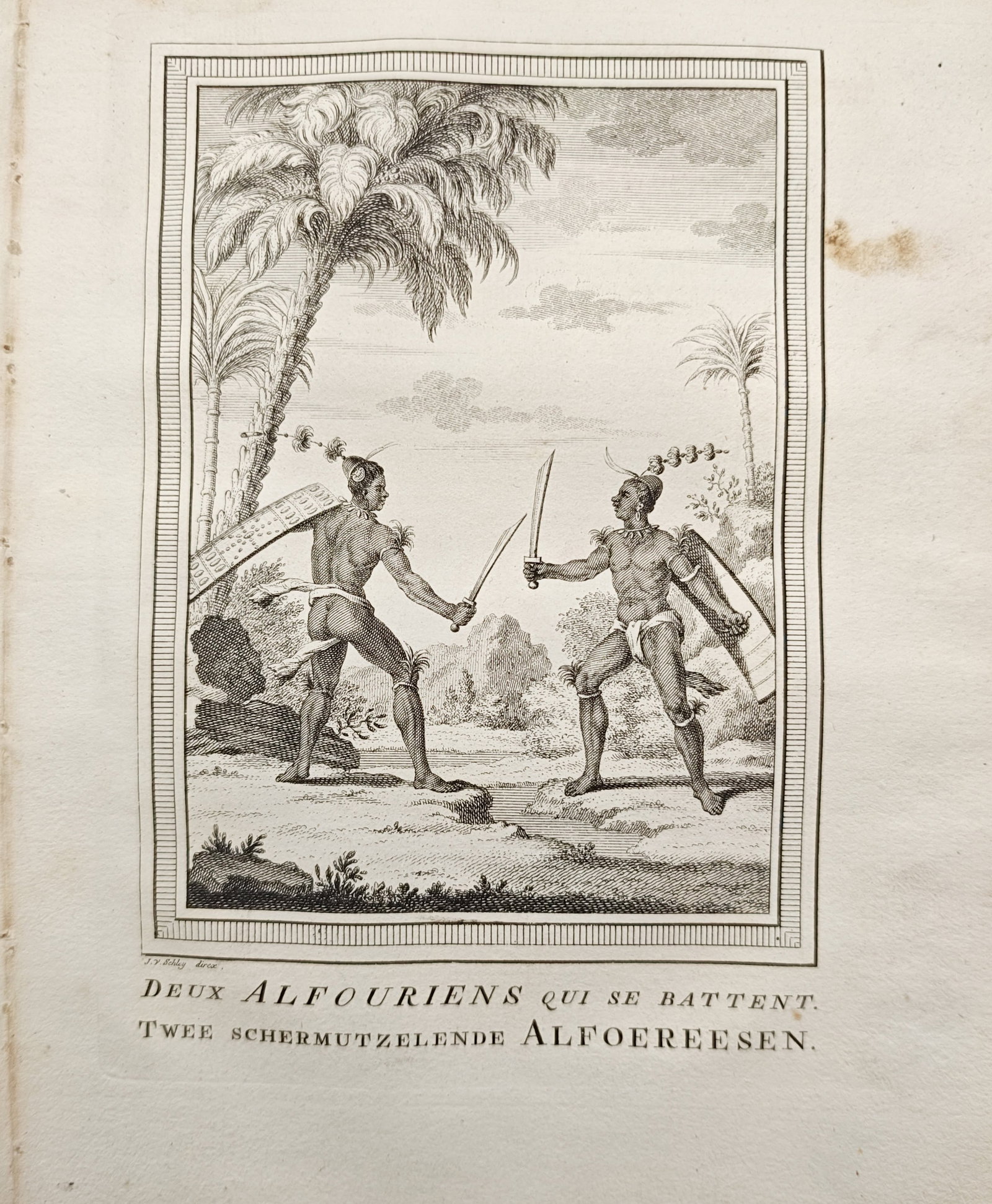 Jakob van der Schley – Two Alfouriens Fighting – Engraving (18th Century) (1 of 2)
