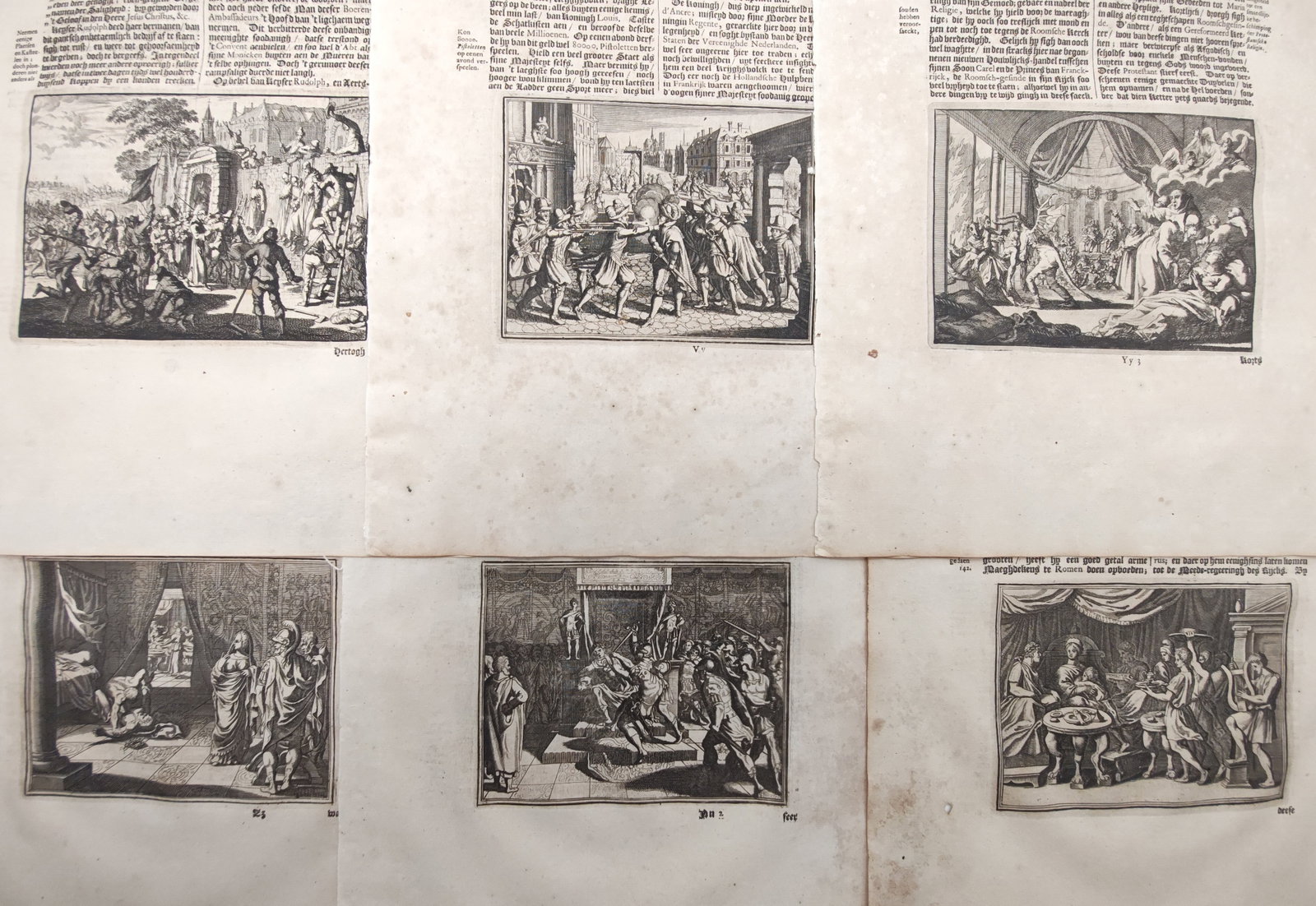 Johann Ludwig Gottfried – Set of 6: Historical Scenes from European Chronicles – Engravings (1 of 2)