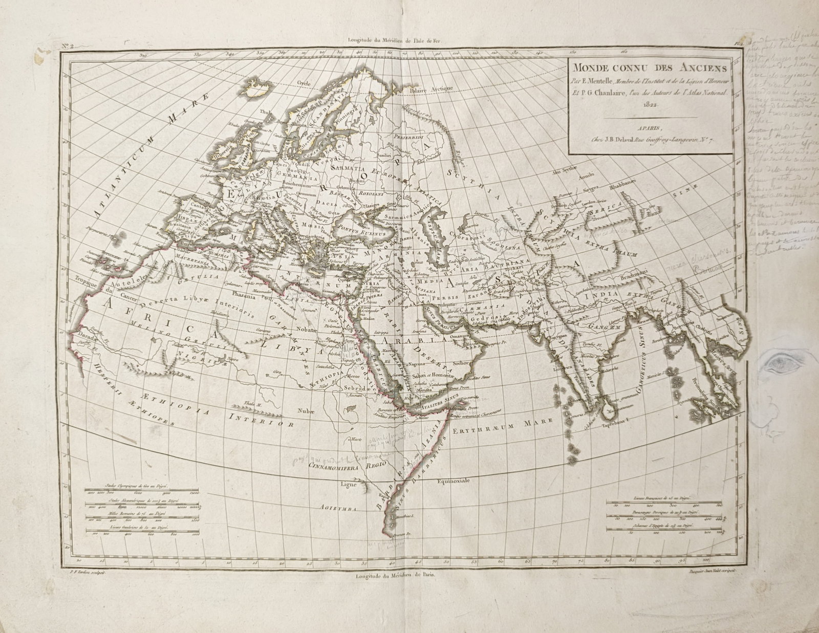 Edme Mentelle – Map of the Ancient World – World – Engraving (1822) (1 of 2)