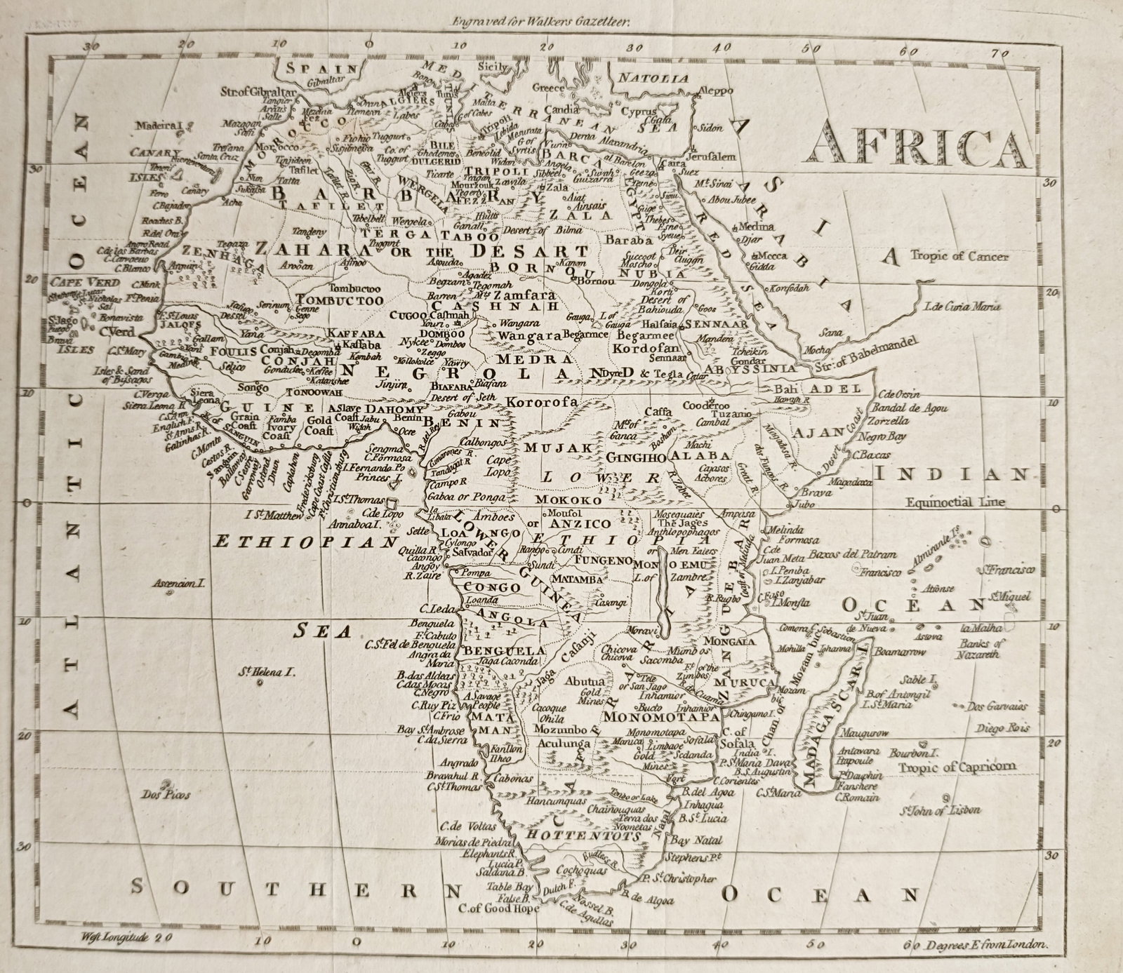 John Walker – Map of Africa – Engraving (18th Century) (1 of 2)