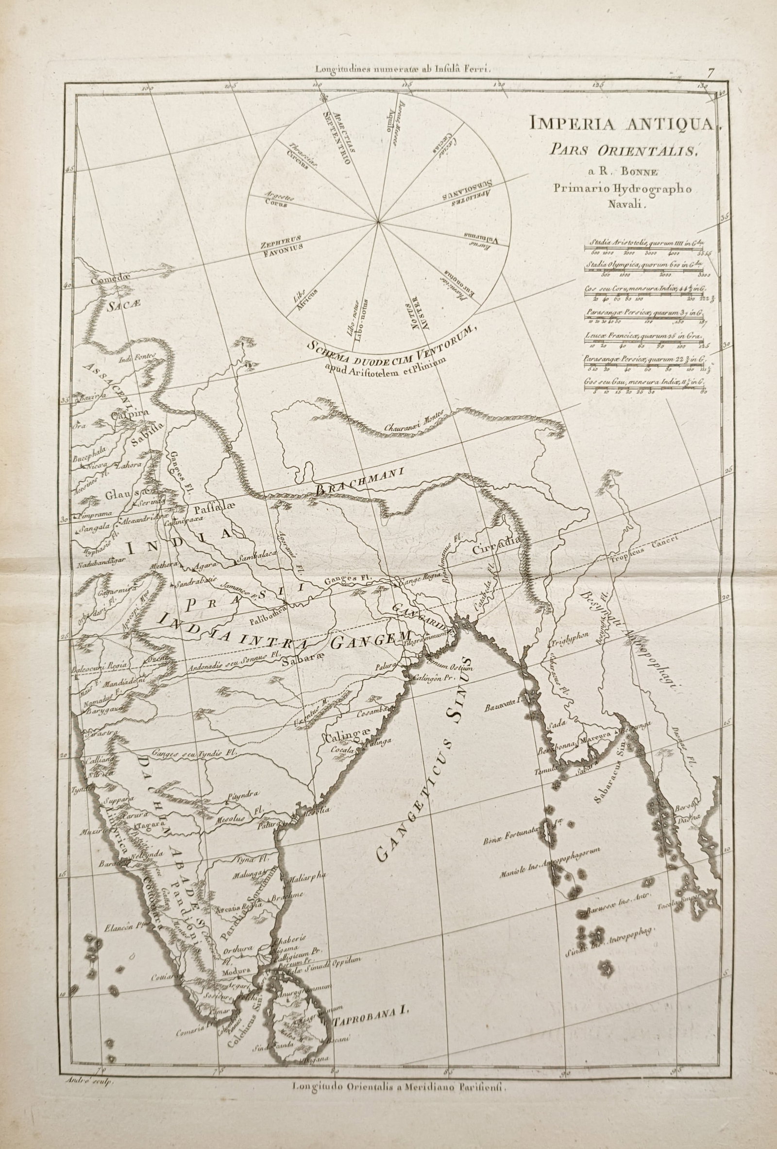 Rigobert Bonne – Map of Ancient Empires Eastern Part – South Asia – Engraving (18th Century) (1 of 2)