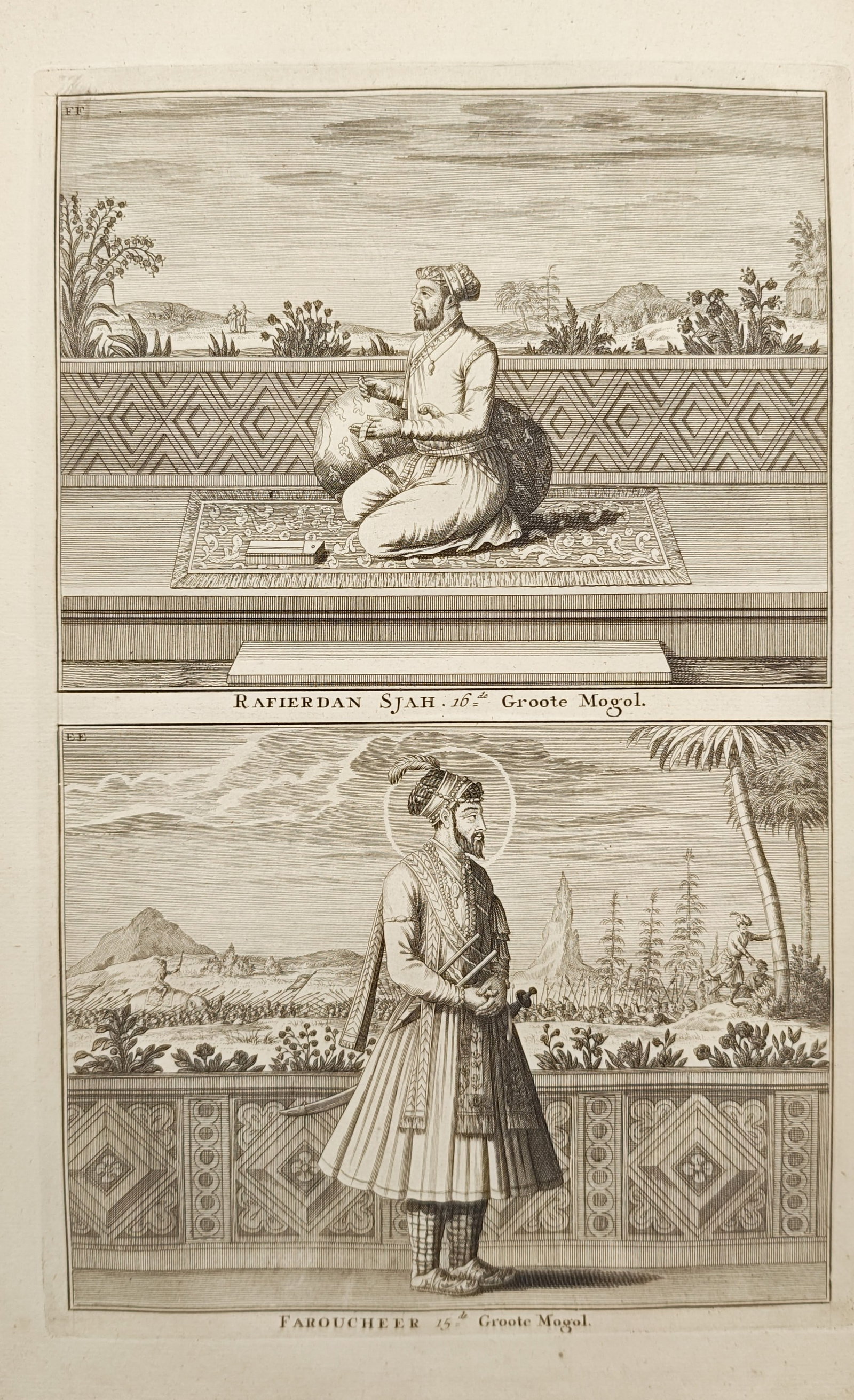 François Valentijn – Rafi ud-Darajat and Farrukhsiyar Great Moguls – Engraving (18th Century) (1 of 2)