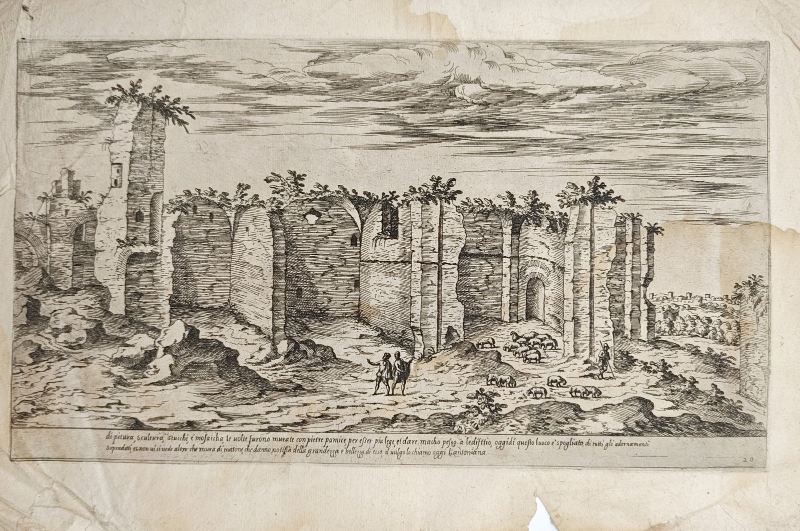 Étienne Dupérac – Ruins of the Baths of Caracalla – Etching (16th Century) (1 of 2)