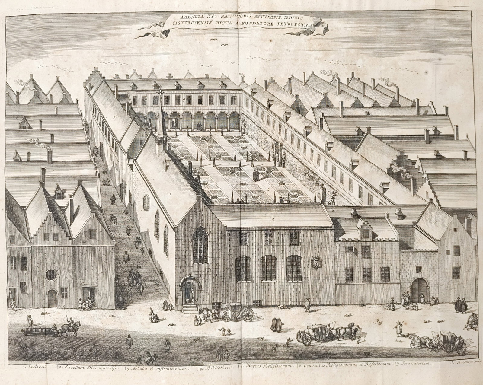 Antonius Sanderus – Abbey of Saint Salvator in Antwerp – Engraving (17th–18th Century) (1 of 2)