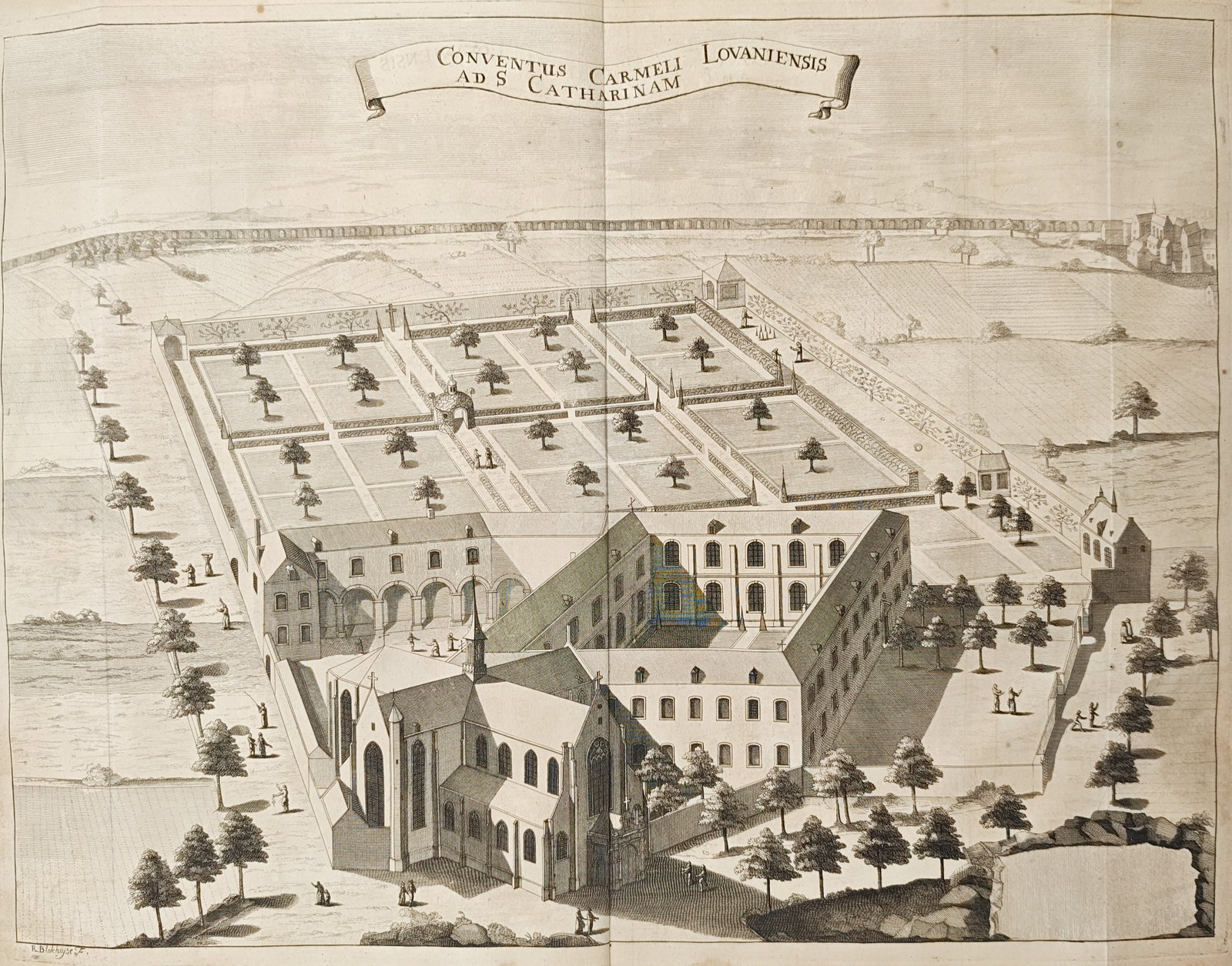 Antonius Sanderus – Carmelite Convent of Saint Catherine in Leuven – Engraving (1 of 2)