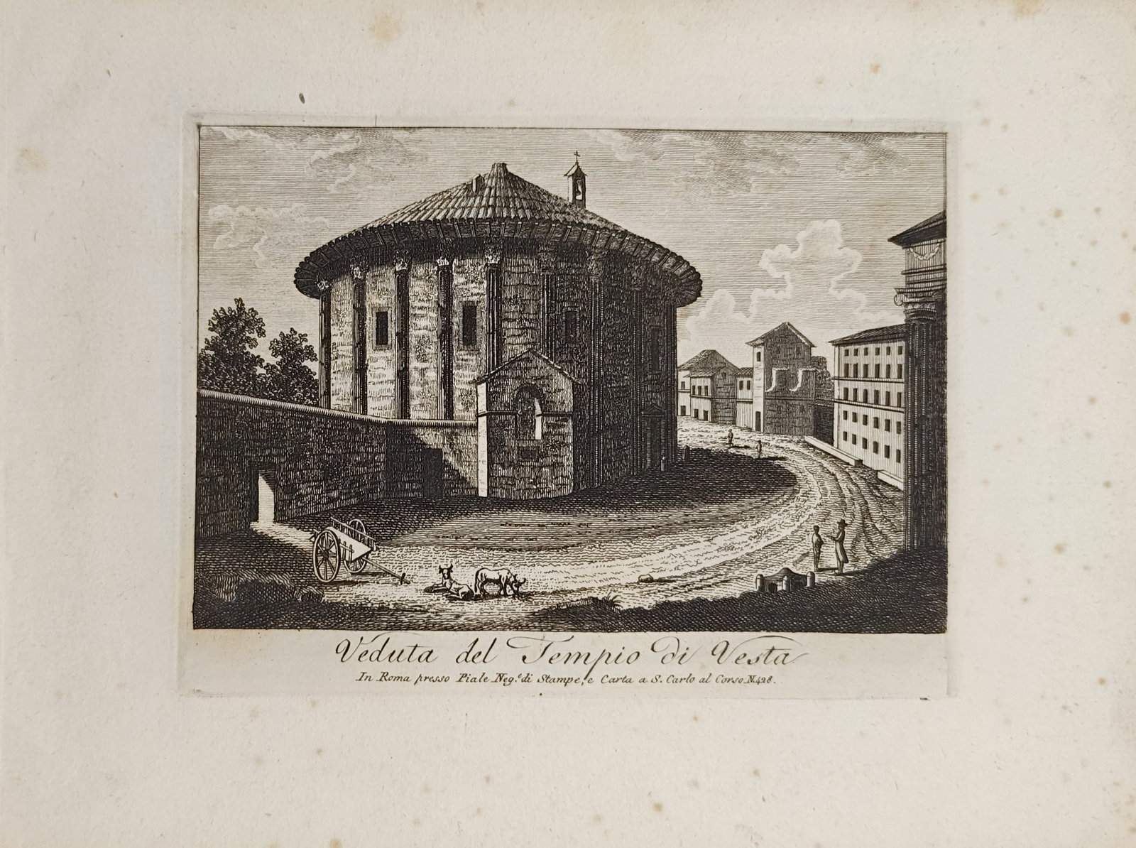 Pietro Parboni – Temple of Vesta – Engraving (19th Century) (1 of 2)