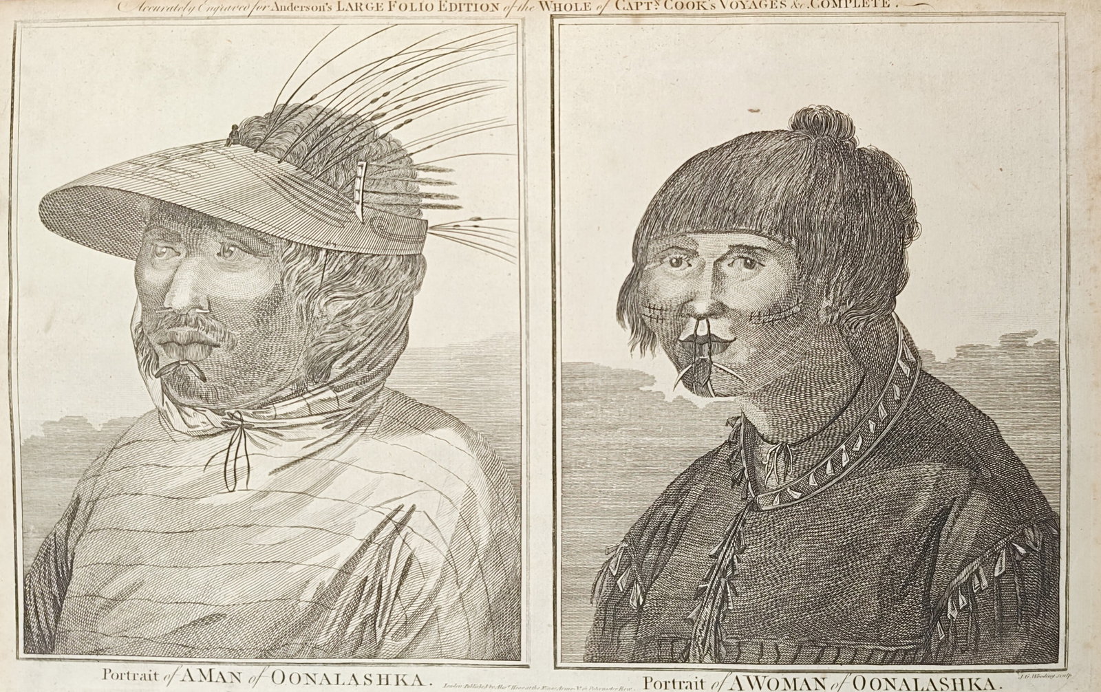 Alexander Hogg – Man and Woman of Oonalashka – Engraving (18th Century) (1 of 2)