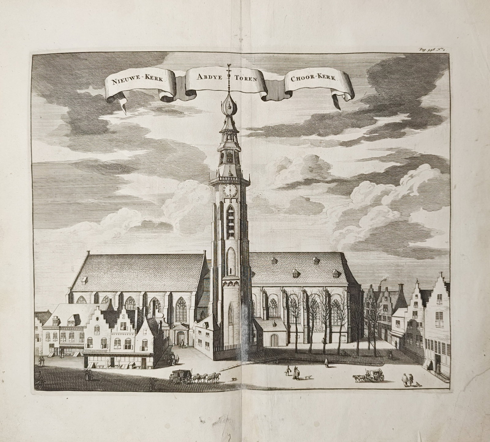 Mattheus Smallegange – New Church, Abbey Tower, and Choir Church in Middelburg – Engraving (1 of 2)