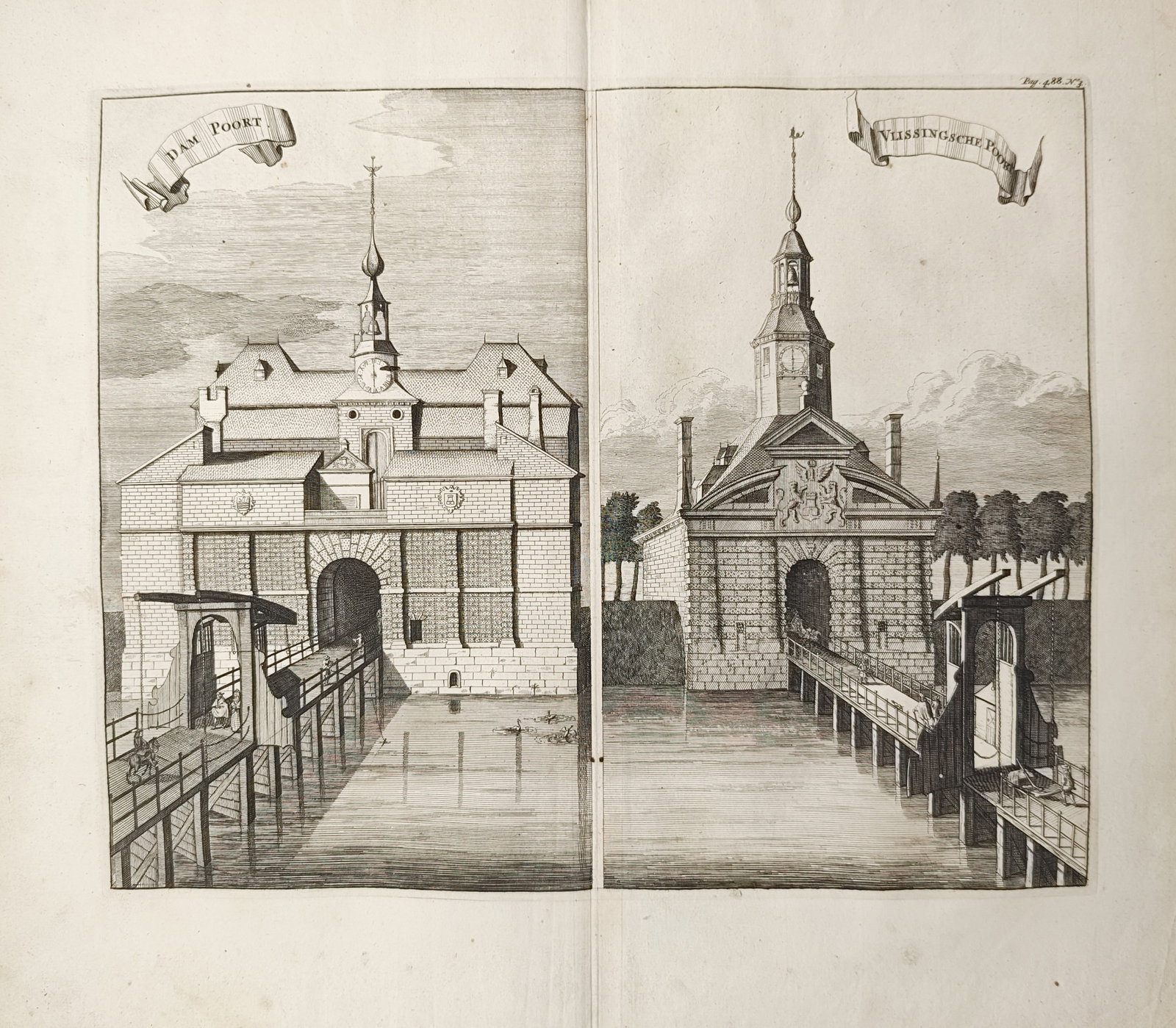 Mattheus Smallegange – Dam Gate and Vlissingen Gate in Middelburg – Engraving (1696) (1 of 2)